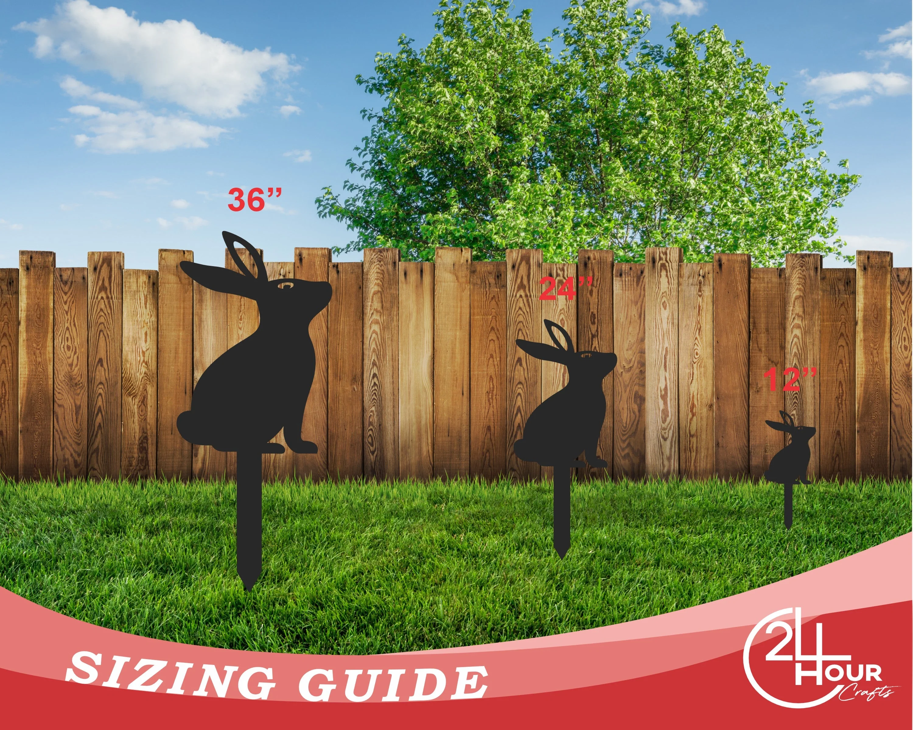 Metal Bunny Garden Stakes | Up to 24" | Over 20 Color Options - Image 6