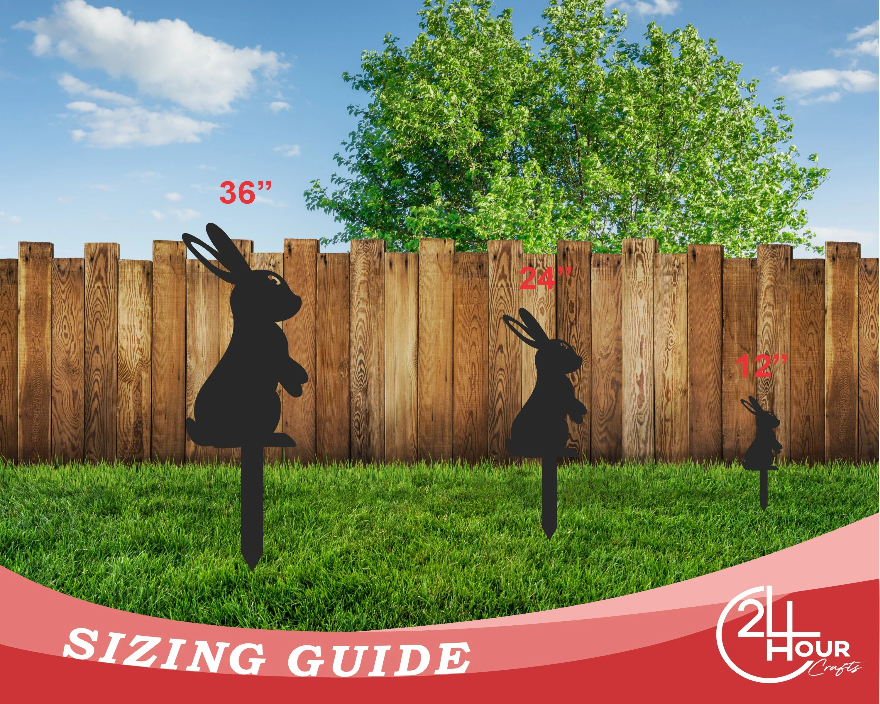 Metal Bunny Garden Stakes | Up to 24" | Over 20 Color Options - Image 8