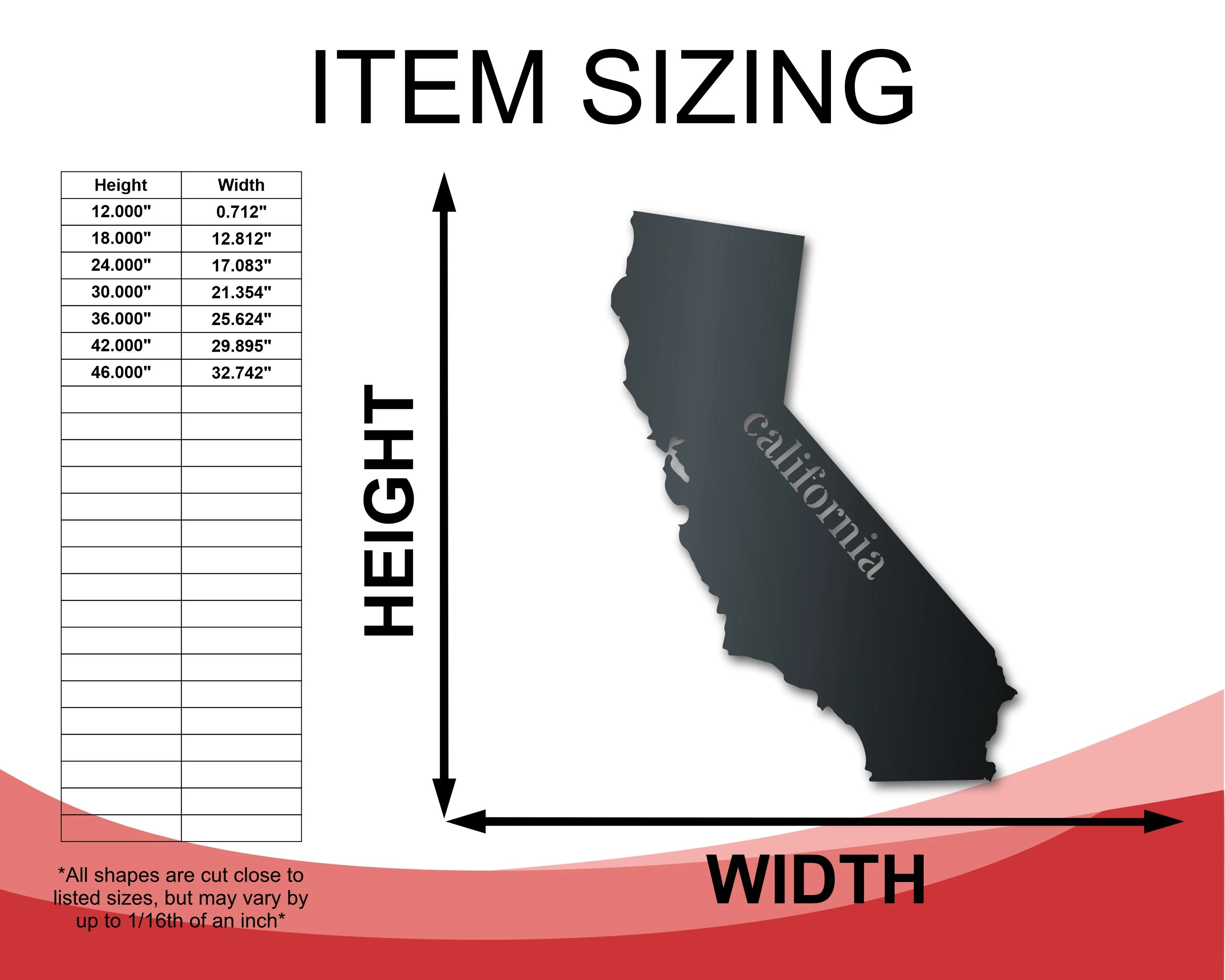 Metal California Wall Art - Custom Metal US State Sign - 14 Color Options - Image 2