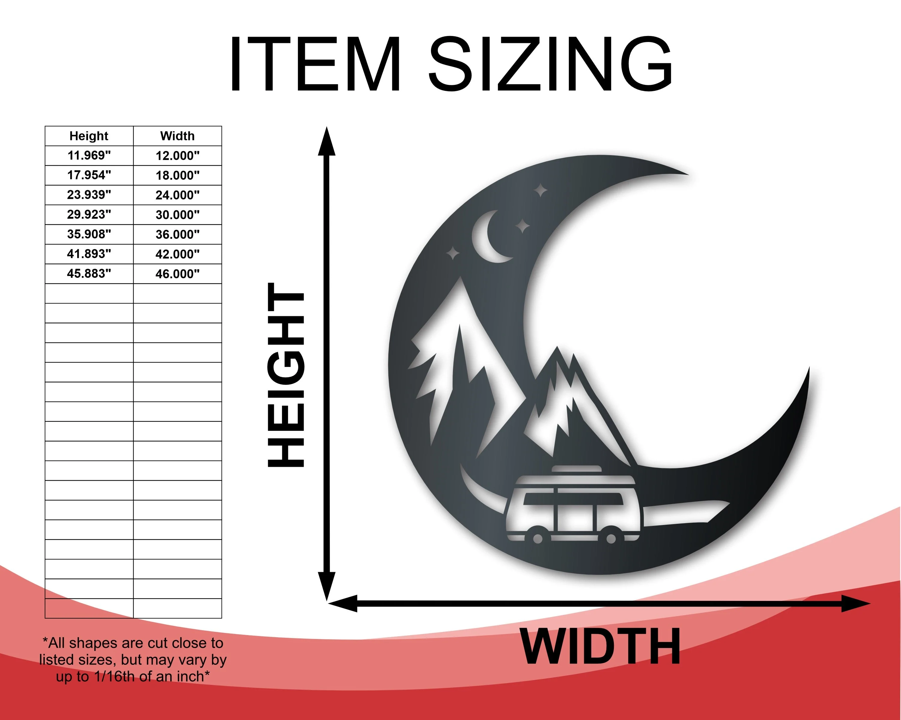 Metal Camper Moon Sign | Metal Adventure Wall Art | Indoor Outdoor | Up to 46" | Over 20 Color Options - Image 2