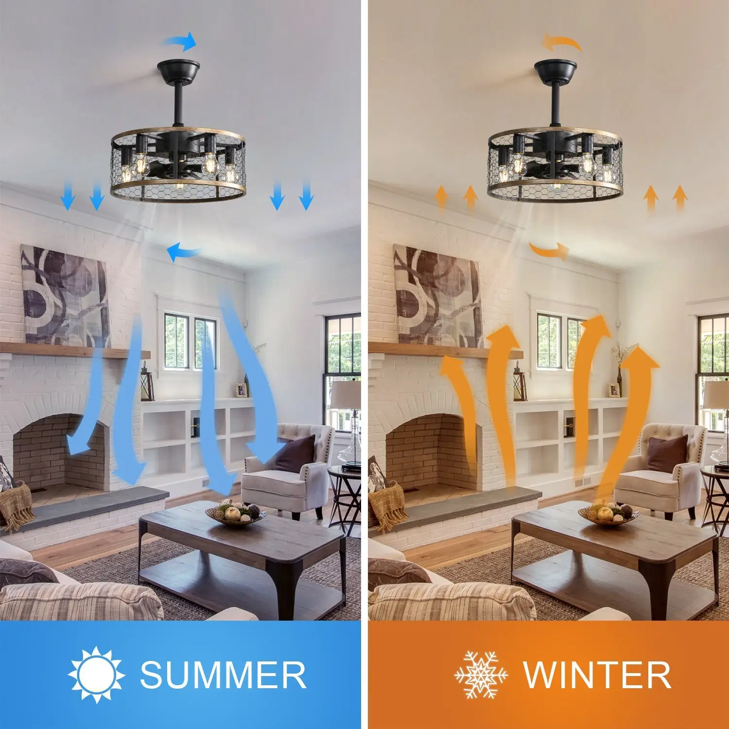 Metal Ceiling Fan with Quiet DC Motor Light and Remote Control - Image 2