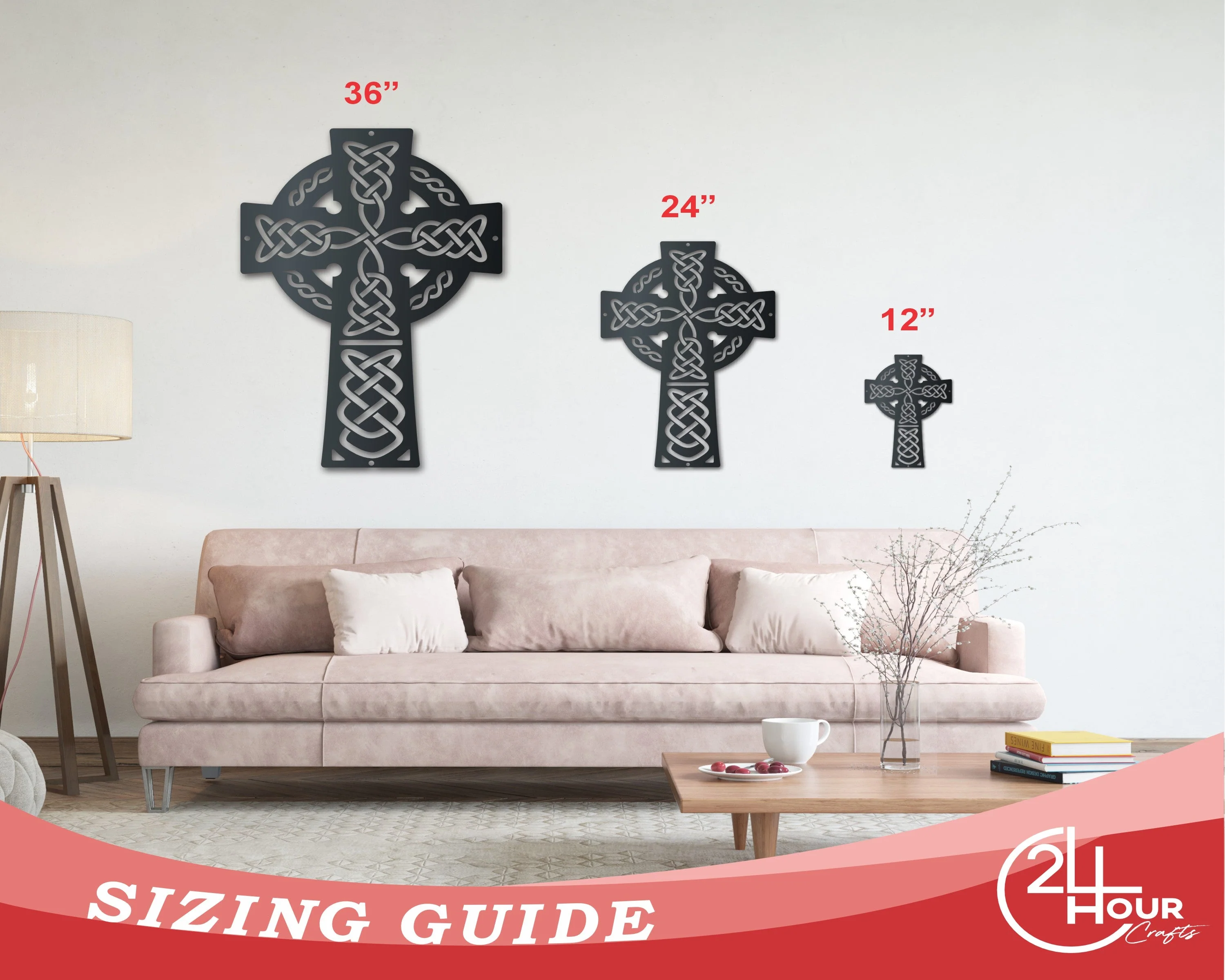 Metal Celtic Cross Wall Art | Indoor Outdoor | Up to 46" | Over 20 Color Options - Image 3
