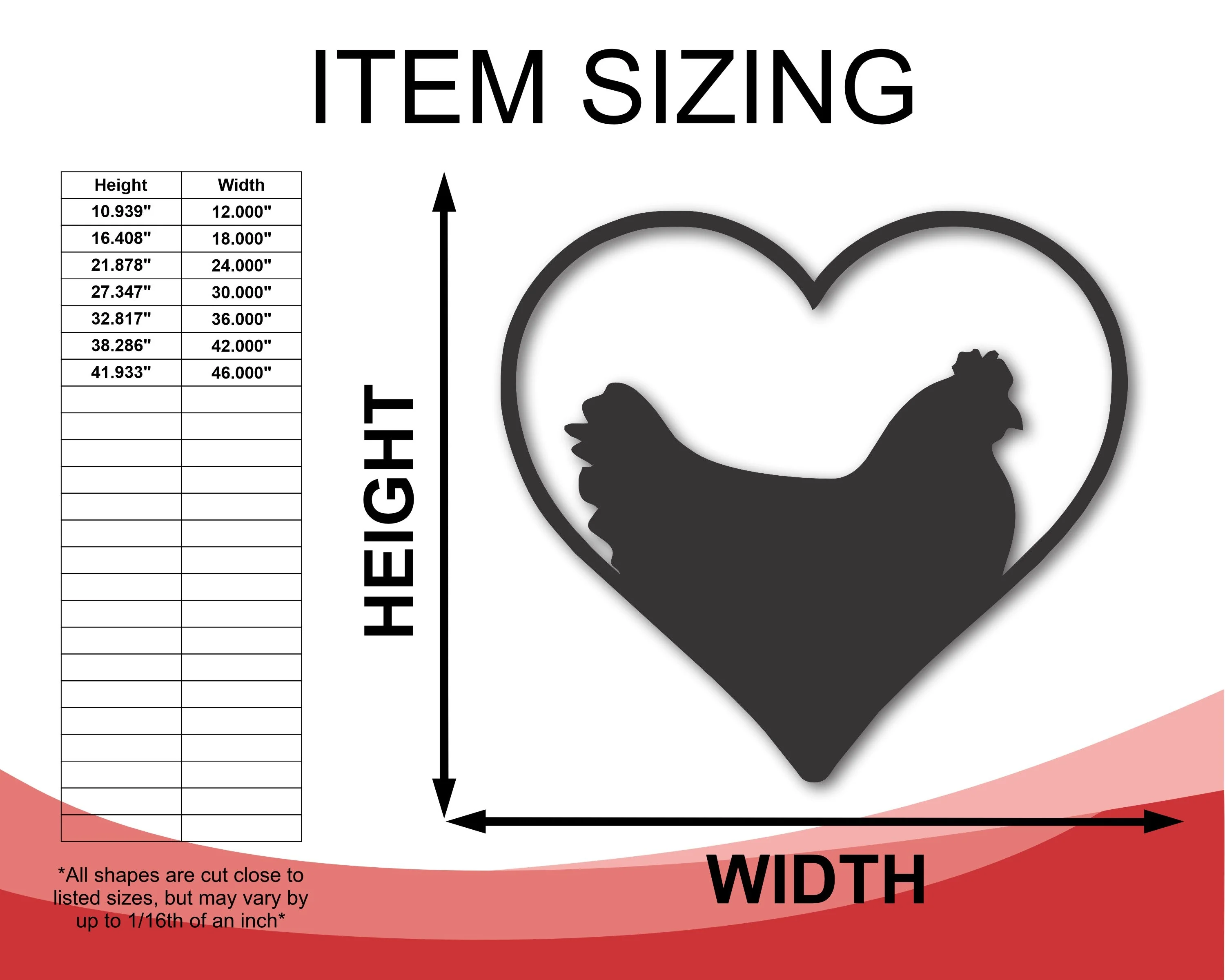 Metal Chicken Heart Silhouette | Metal Chicken and Heart Wall Sign | 15 Color Options - Image 3