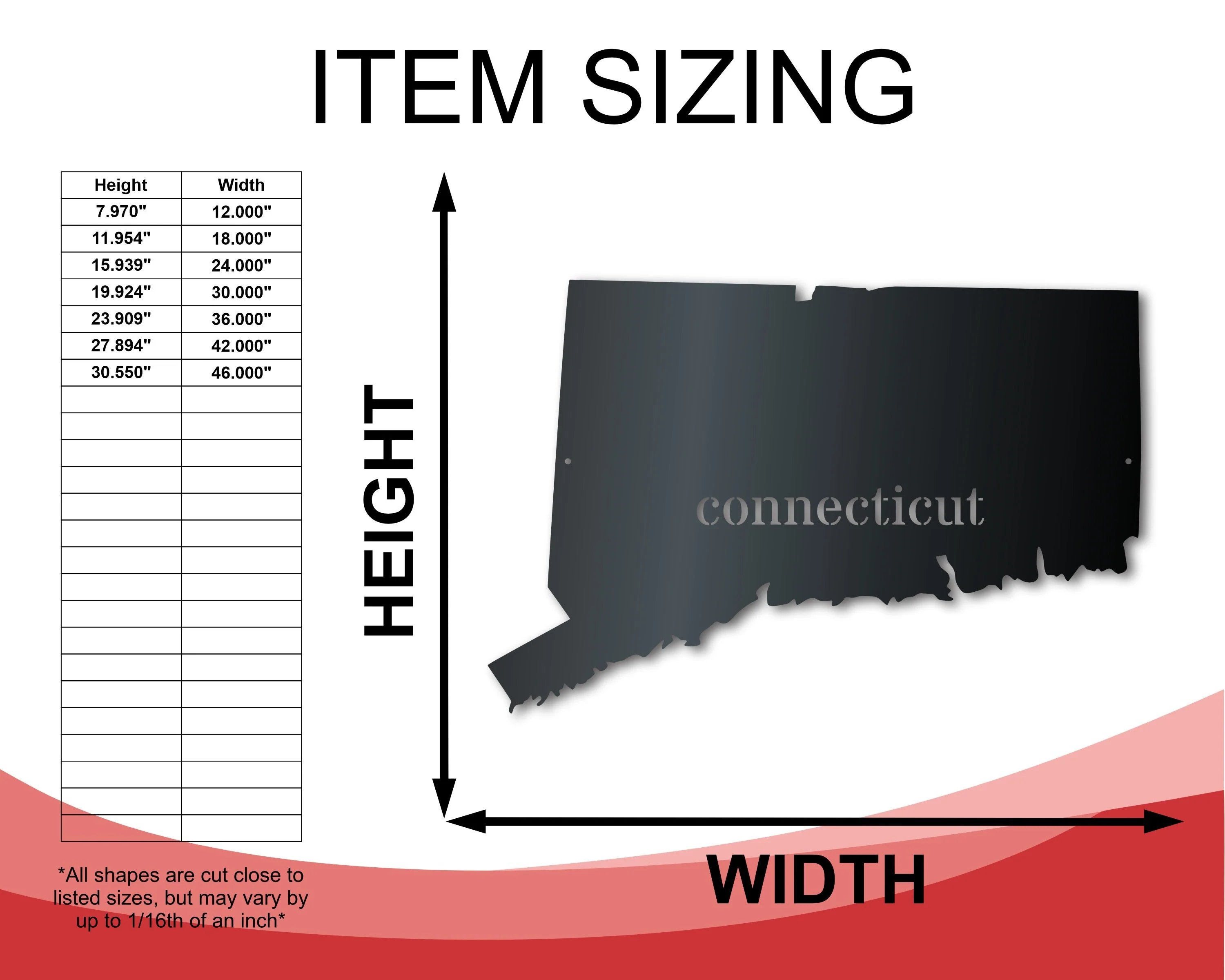 Metal Connecticut Wall Art - Custom Metal US State Sign - 14 Color Options - Image 2