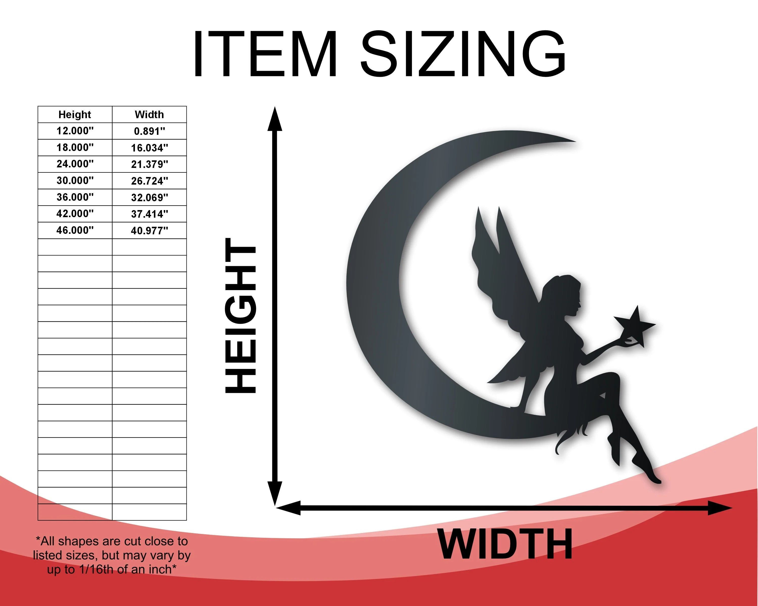 Metal Crescent Fairy Wall Art | Indoor Outdoor | Up to 46" | Over 20 Color Options - Image 2