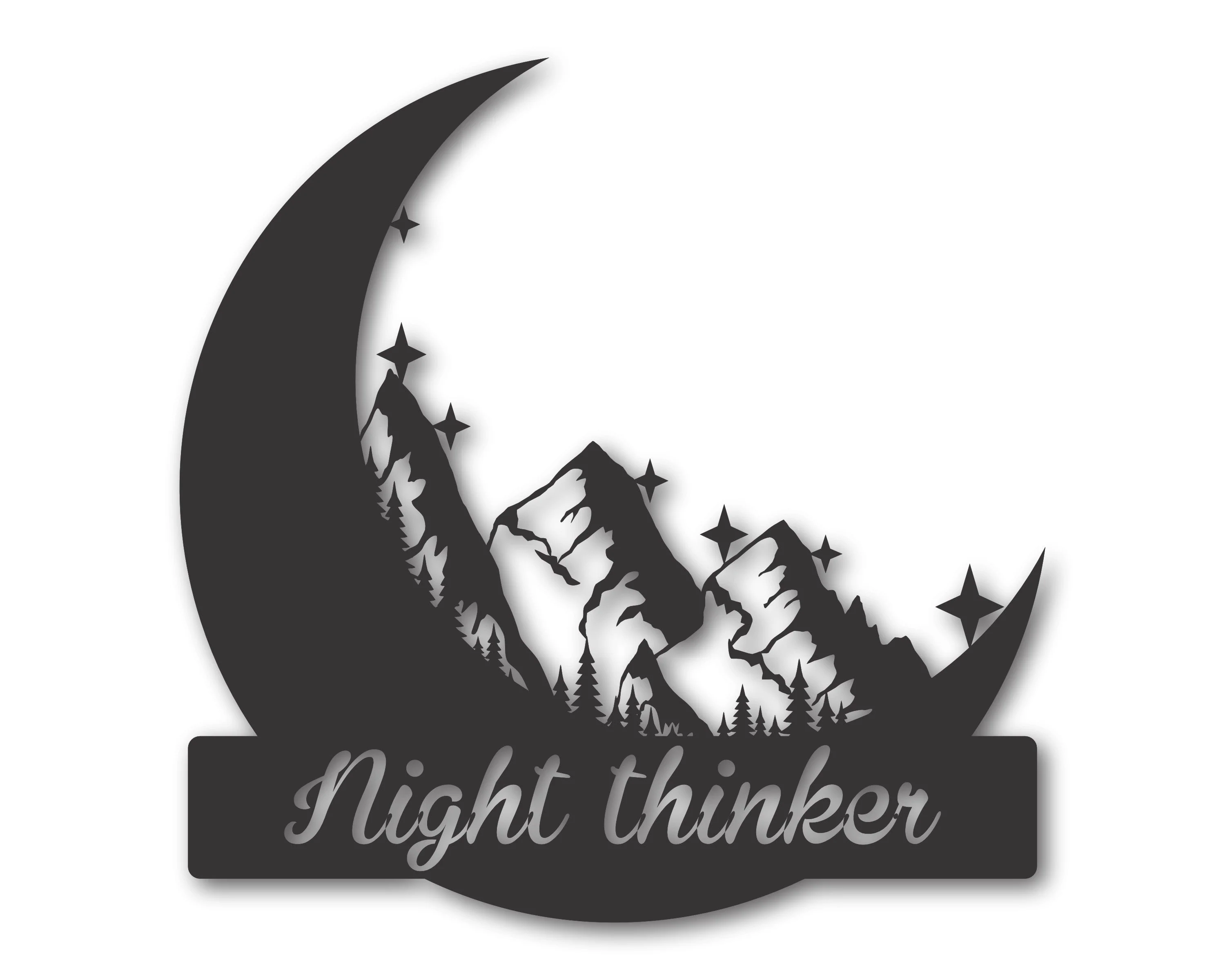 Metal Crescent Moon Mountain Wall Art | Moon and Mountain Metal Landscape | Metal Moon and Mountains Wall Decor | 15 Color Options - Image 2