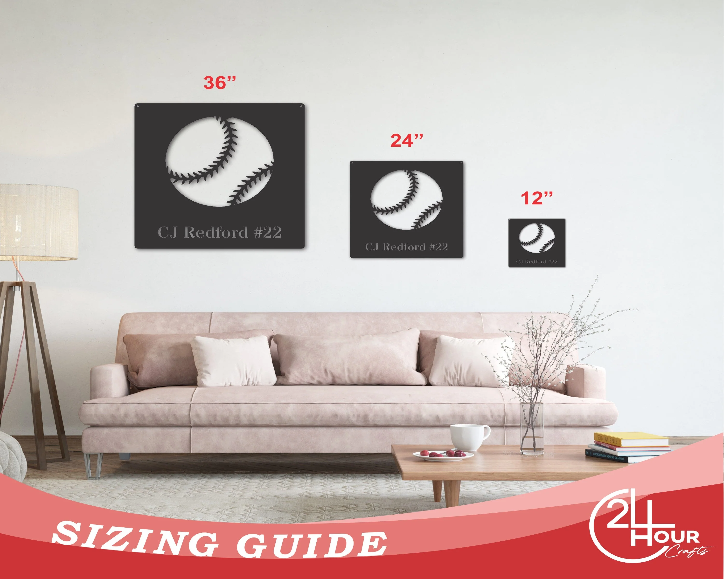 Metal Custom Baseball Name Wall Art | Personalized Baseball Wall Sign | Personalized Baseball Sign | 15 Color Options - Image 2