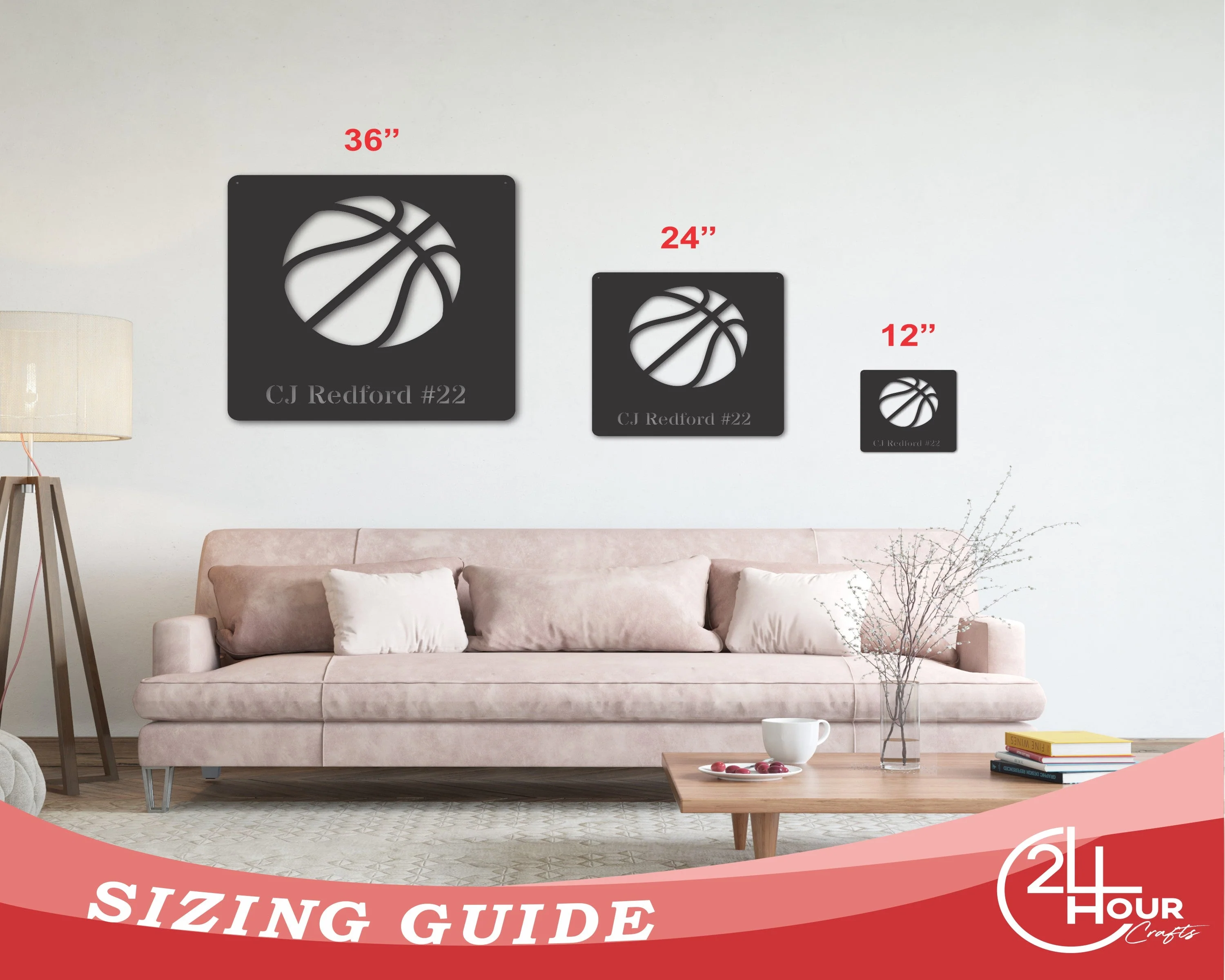 Metal Custom Basketball Name Wall Sign | Custom Basketball Wall Sign | Basketball Name Sign | 15 Color Options - Image 2