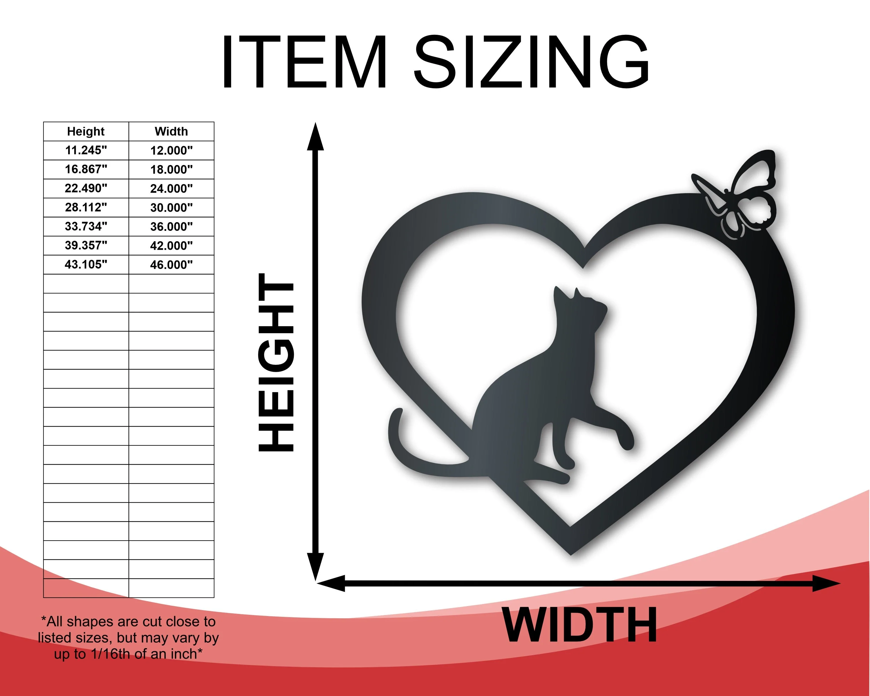 Metal Custom Cat Heart Wall Art - Metal Sign - 14 Color Options - Image 2