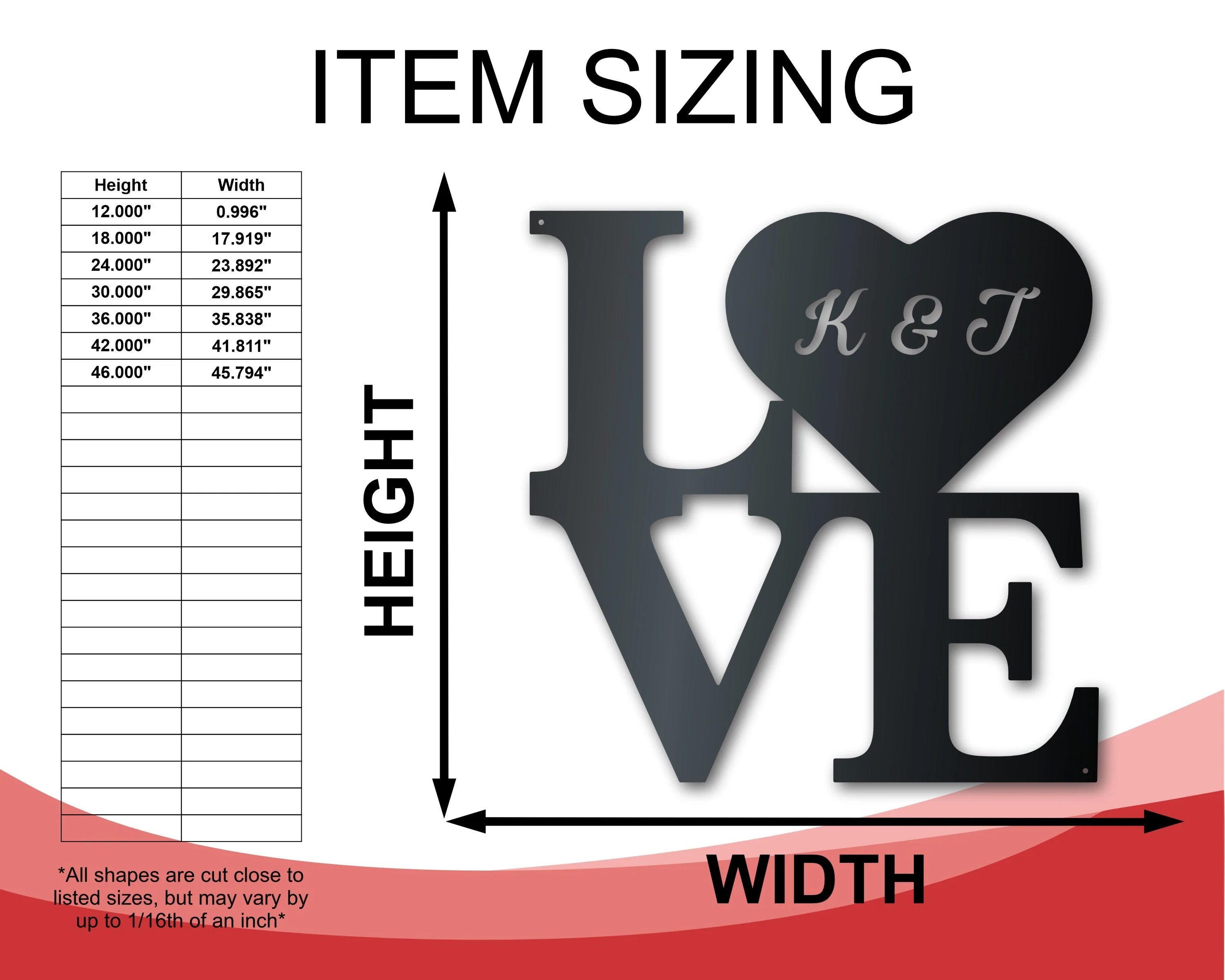 Metal Custom Love Wall Art - Custom Metal Sign - 14 Color Options - Image 2