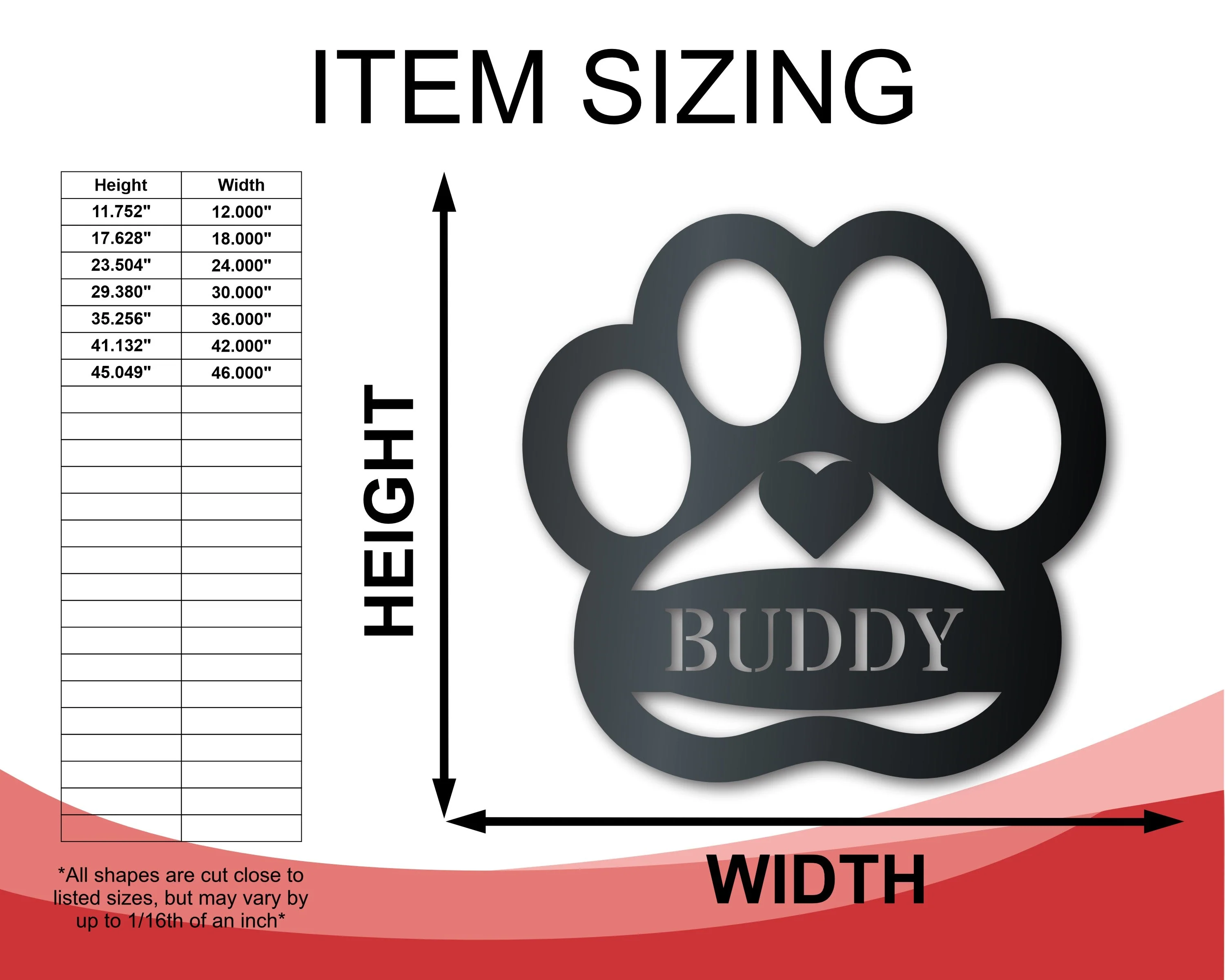 Metal Custom Pawprint Wall Art - Metal Sign - 14 Color Options - Image 2