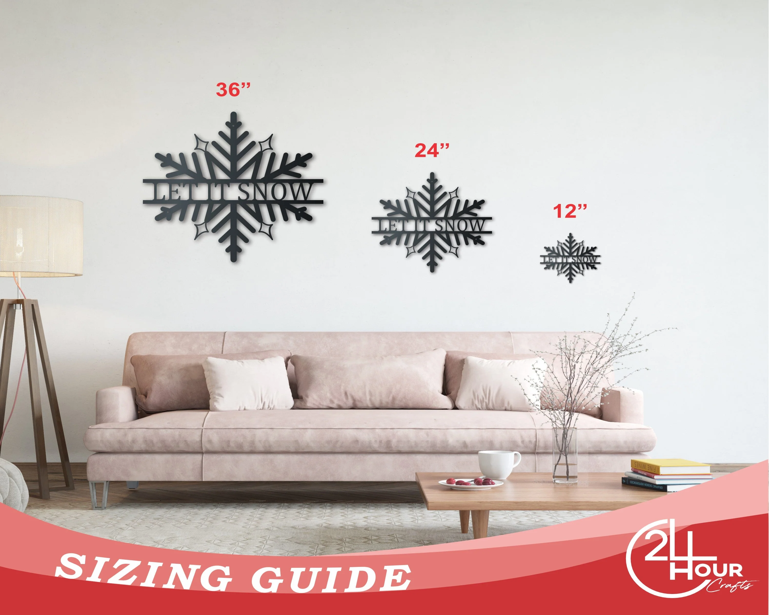 Metal Custom Snowflake Wall Art - Metal Winter Sign - 14 Color Options - Image 3