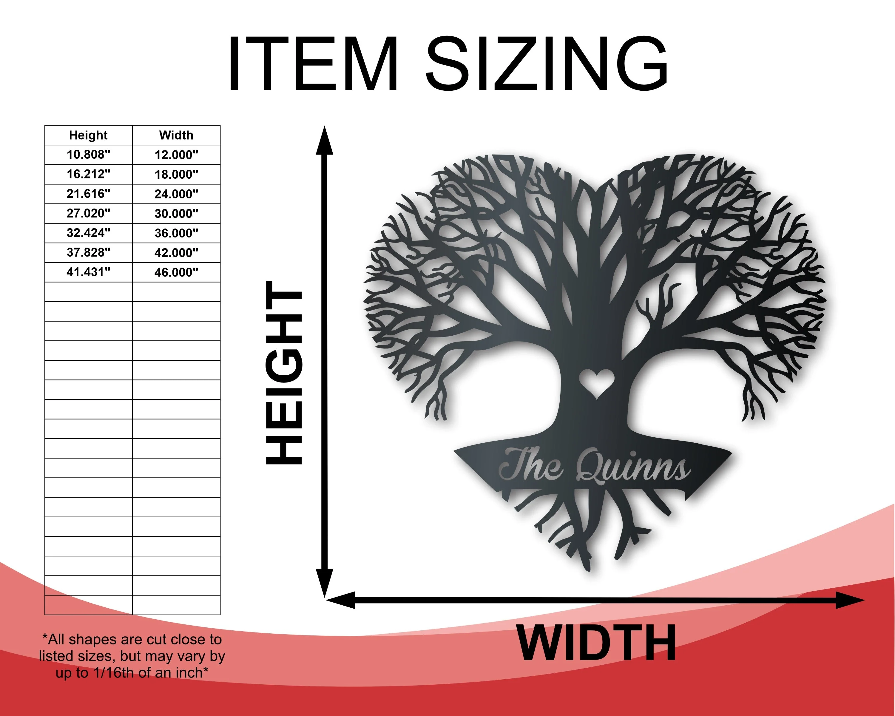 Metal Custom Tree of Love Wall Art - Custom Metal Sign - 14 Color Options - Image 2
