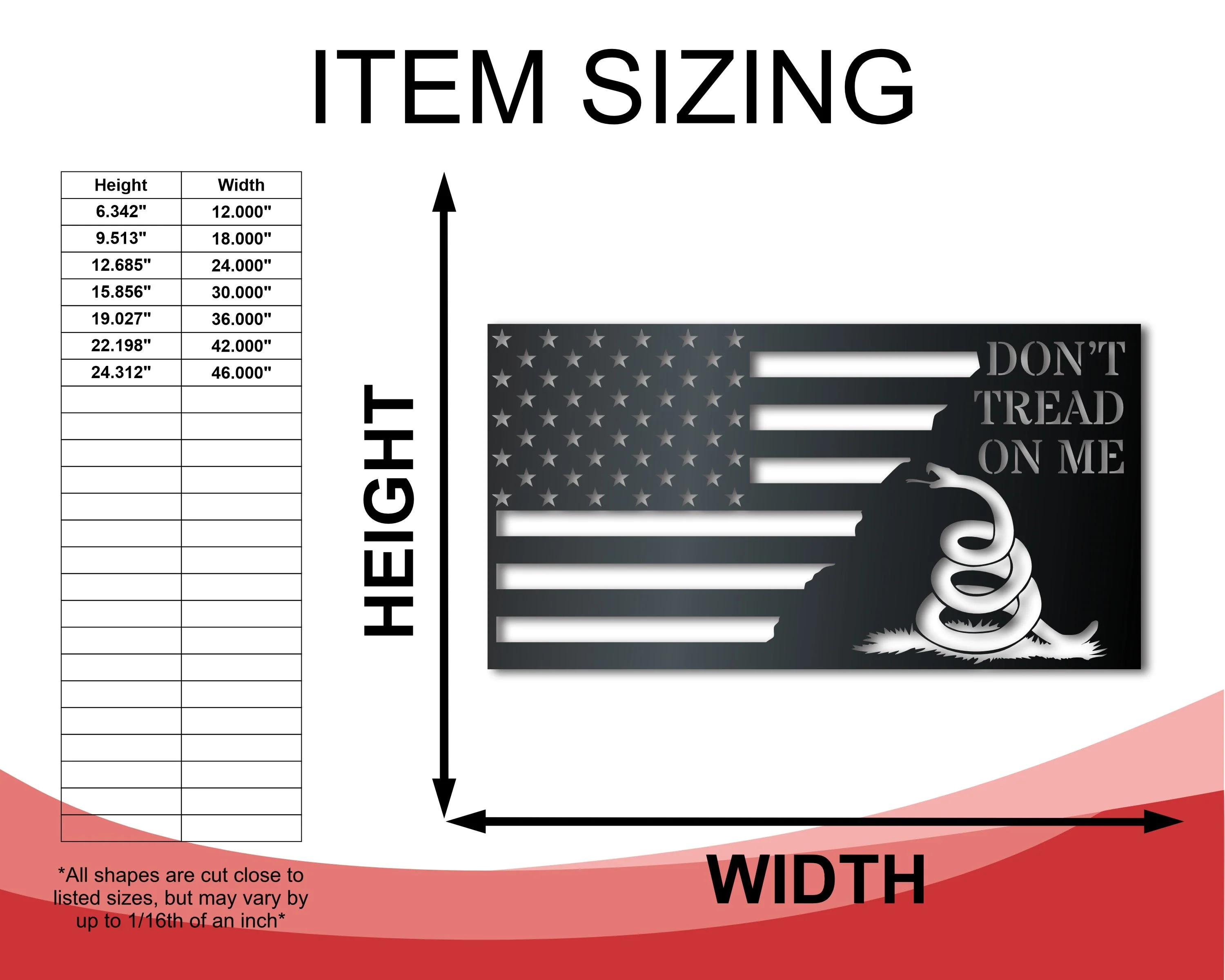Metal Don't Tread on Me Wall Art | American Flag Sign | Indoor Outdoor | Up to 46" | Over 20 Color Options - Image 2