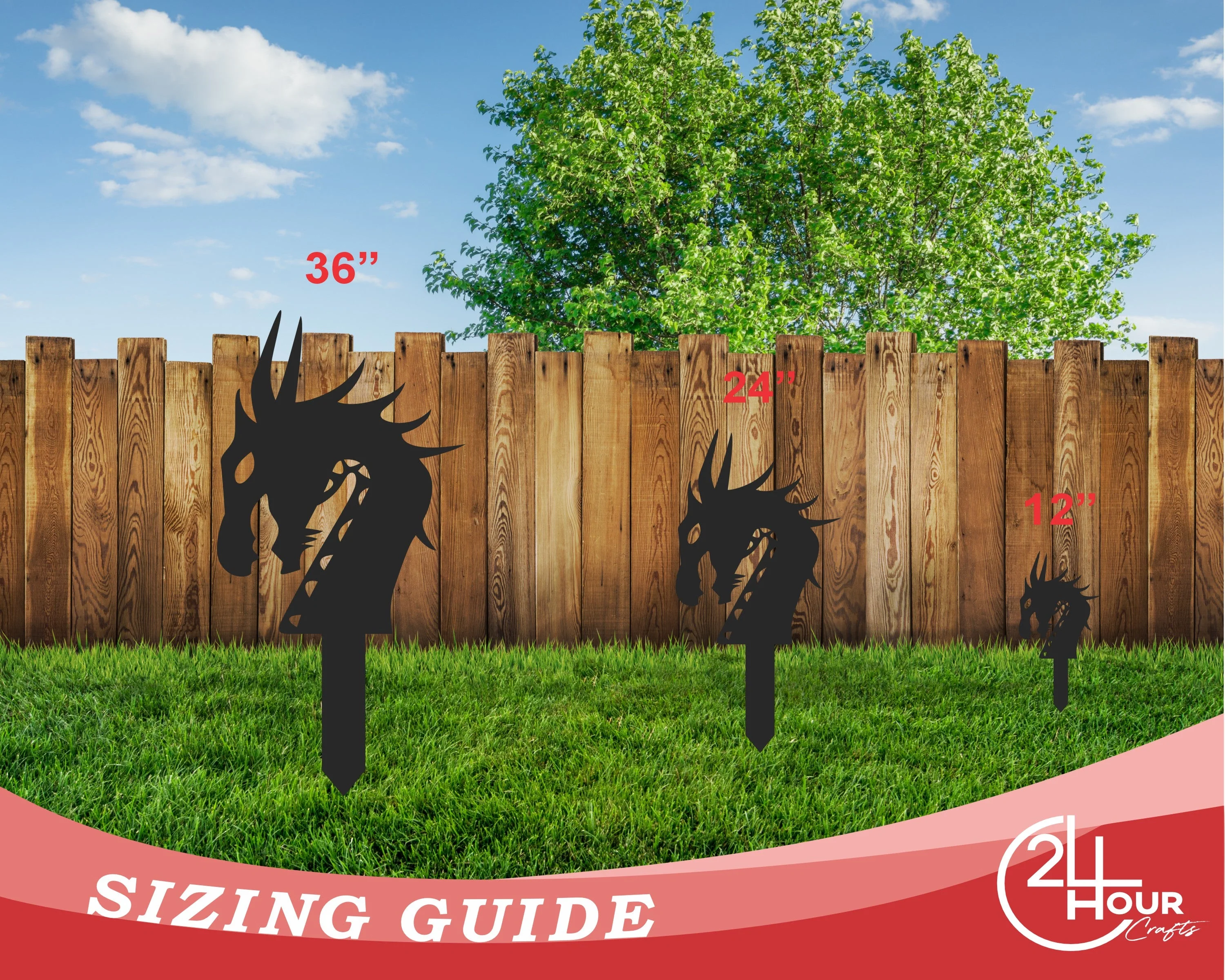 Metal Dragon Garden Stakes | Metal Garden Set | Outdoor | Up to 24" | Over 20 Color Options - Image 5