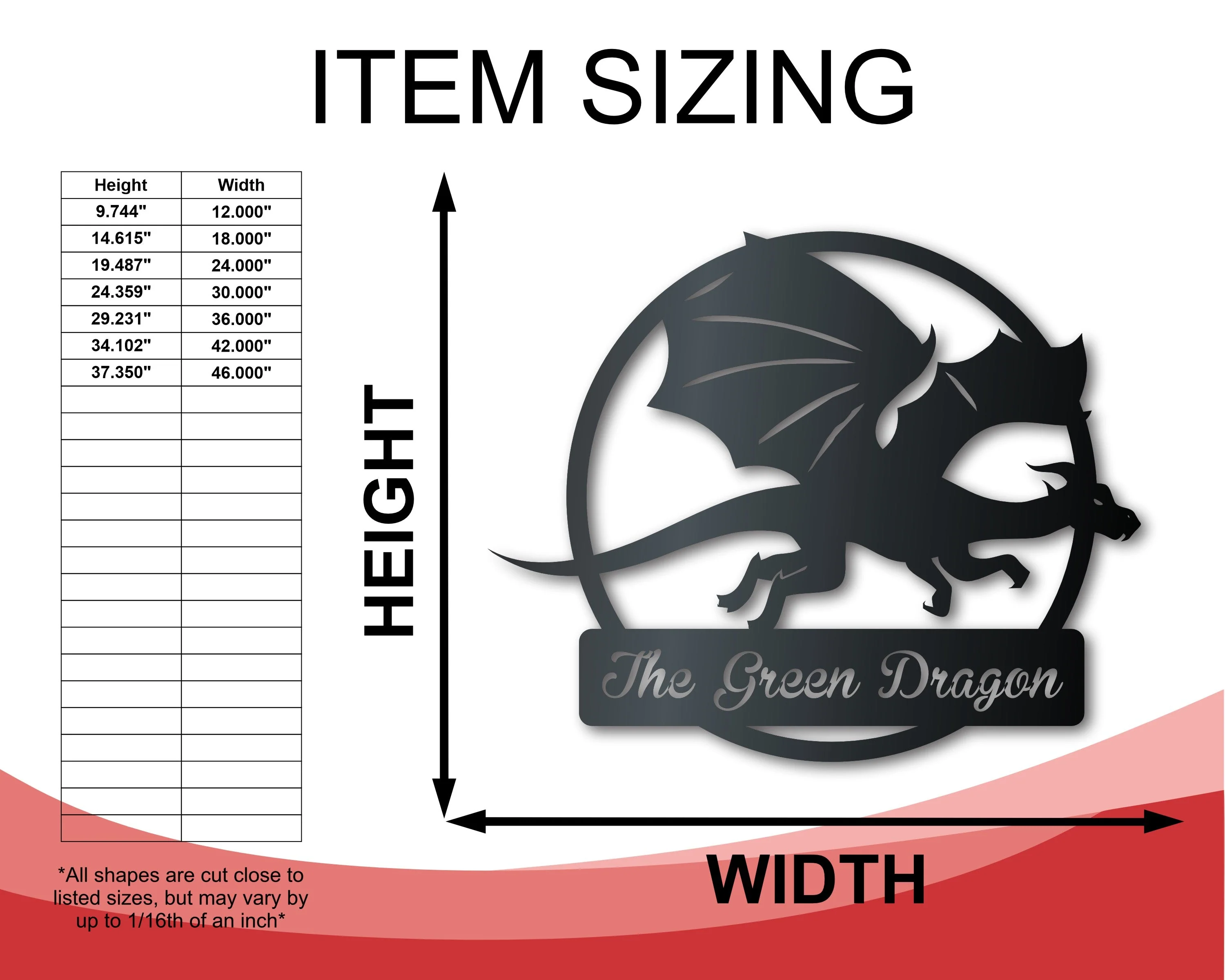 Metal Dragon Wall Art | Fantasy Dragon Sign | Indoor Outdoor | Up to 46" | Over 20 Color Options - Image 2