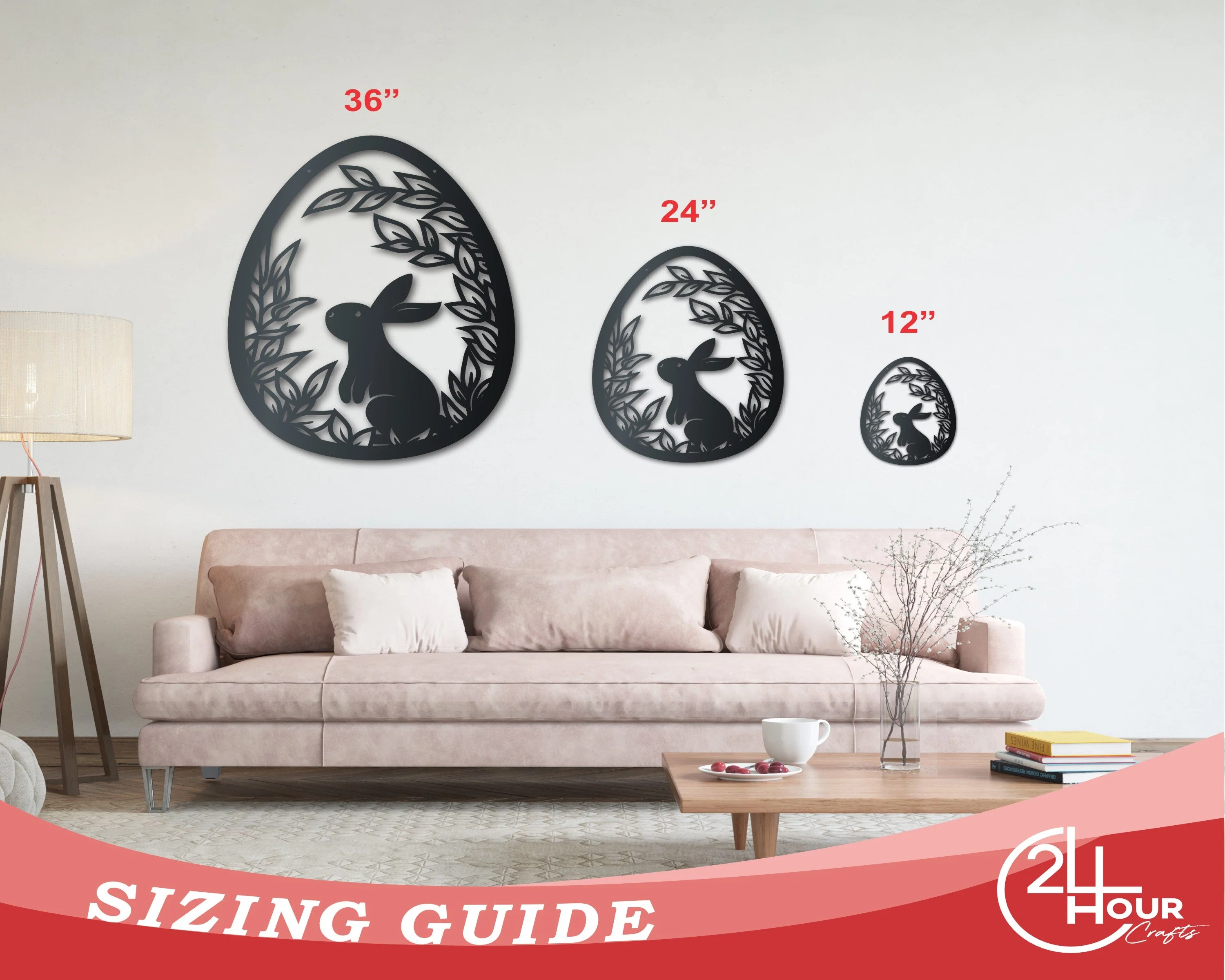 Metal Easter Bunny Egg Wall Art - 14 Color Options - Image 3