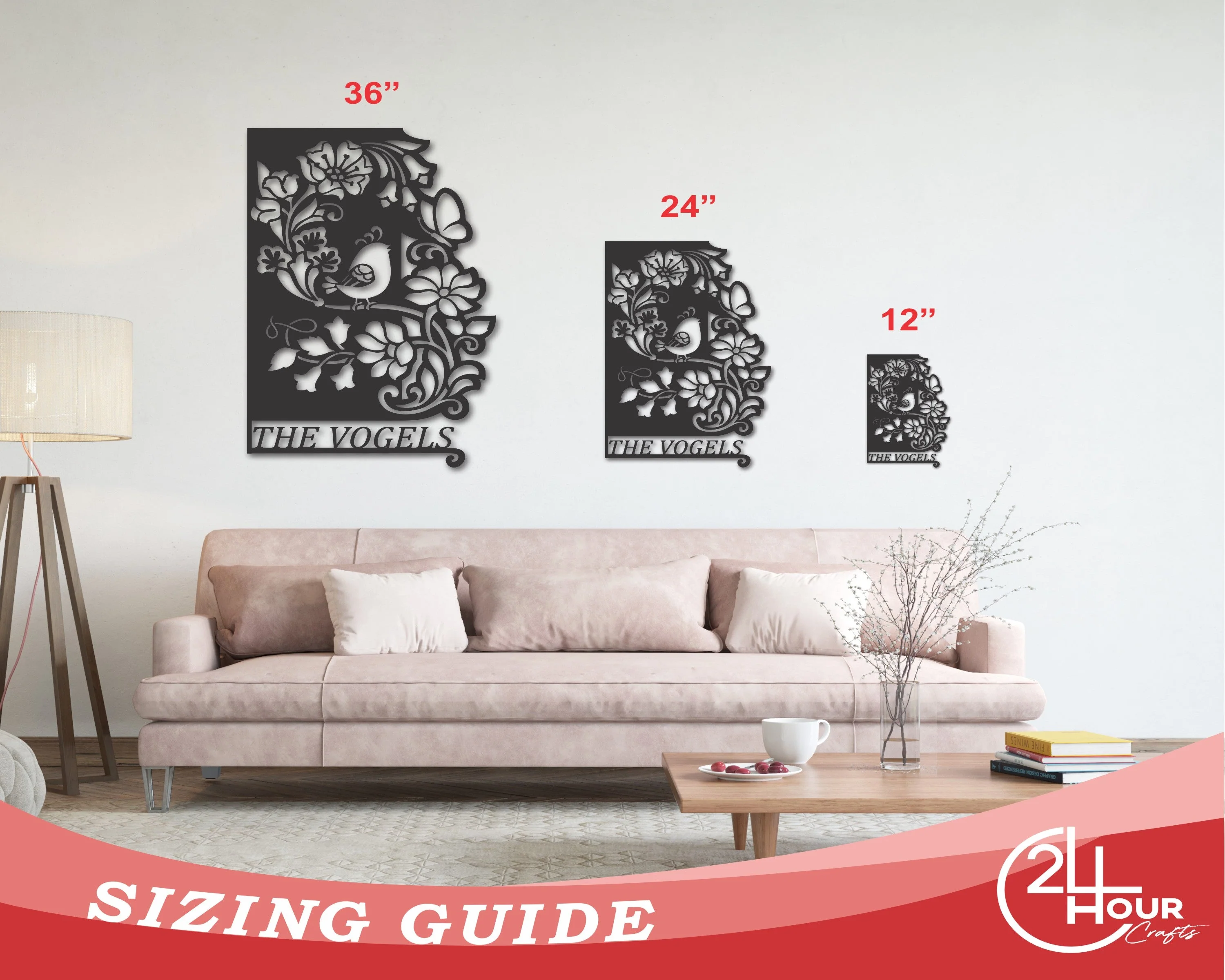 Metal Floral Bird Sign Personalized Wall Art - Image 2