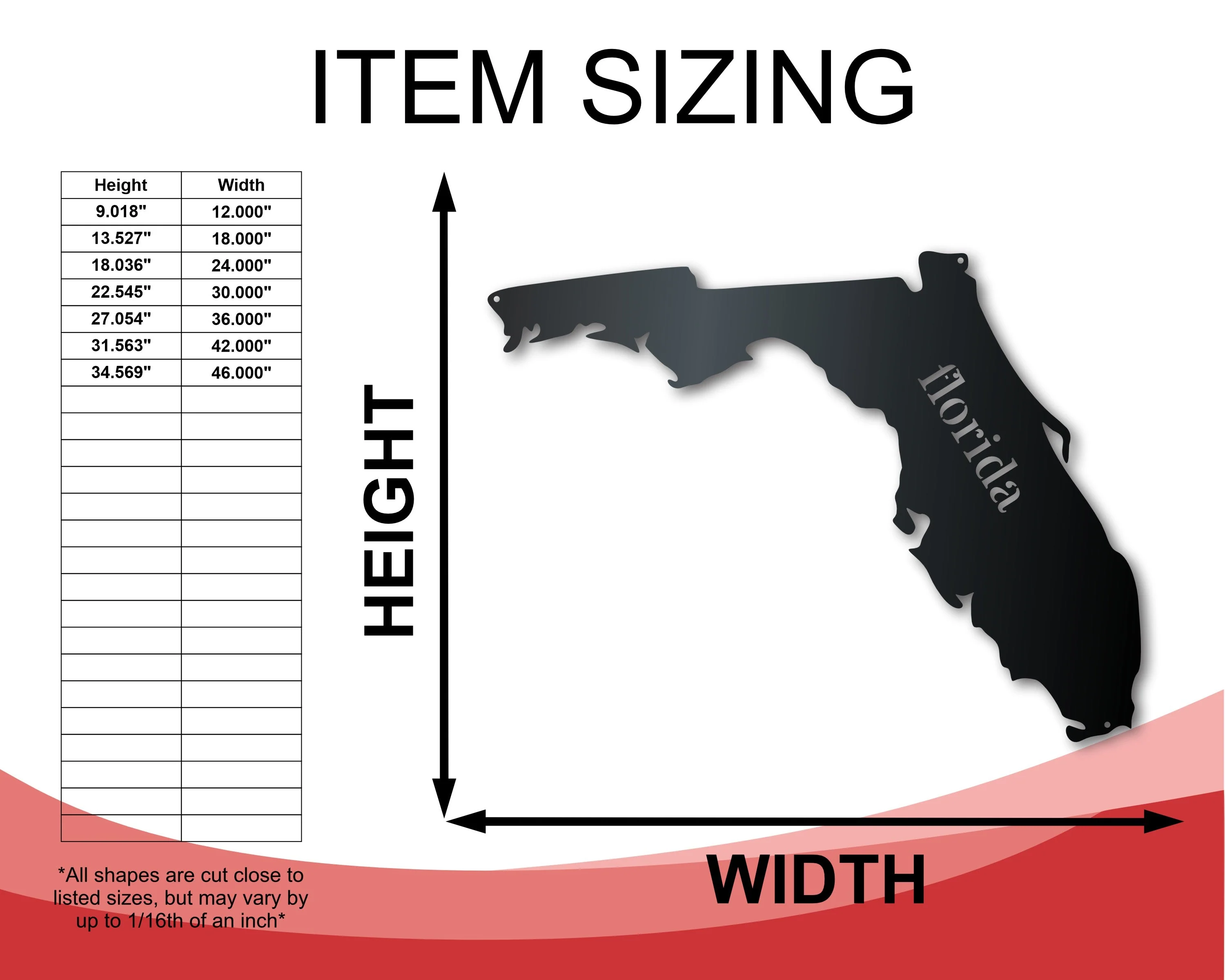 Metal Florida Wall Art - Custom Metal US State Sign - 14 Color Options - Image 2