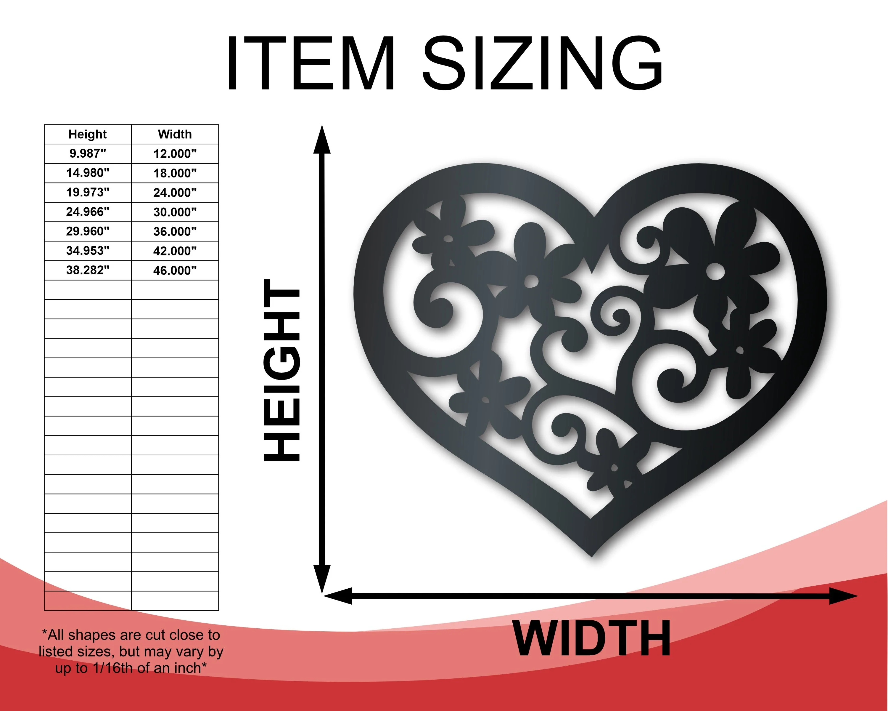 Metal Flower Heart Wall Art - Metal Sign - 14 Color Options - Image 2
