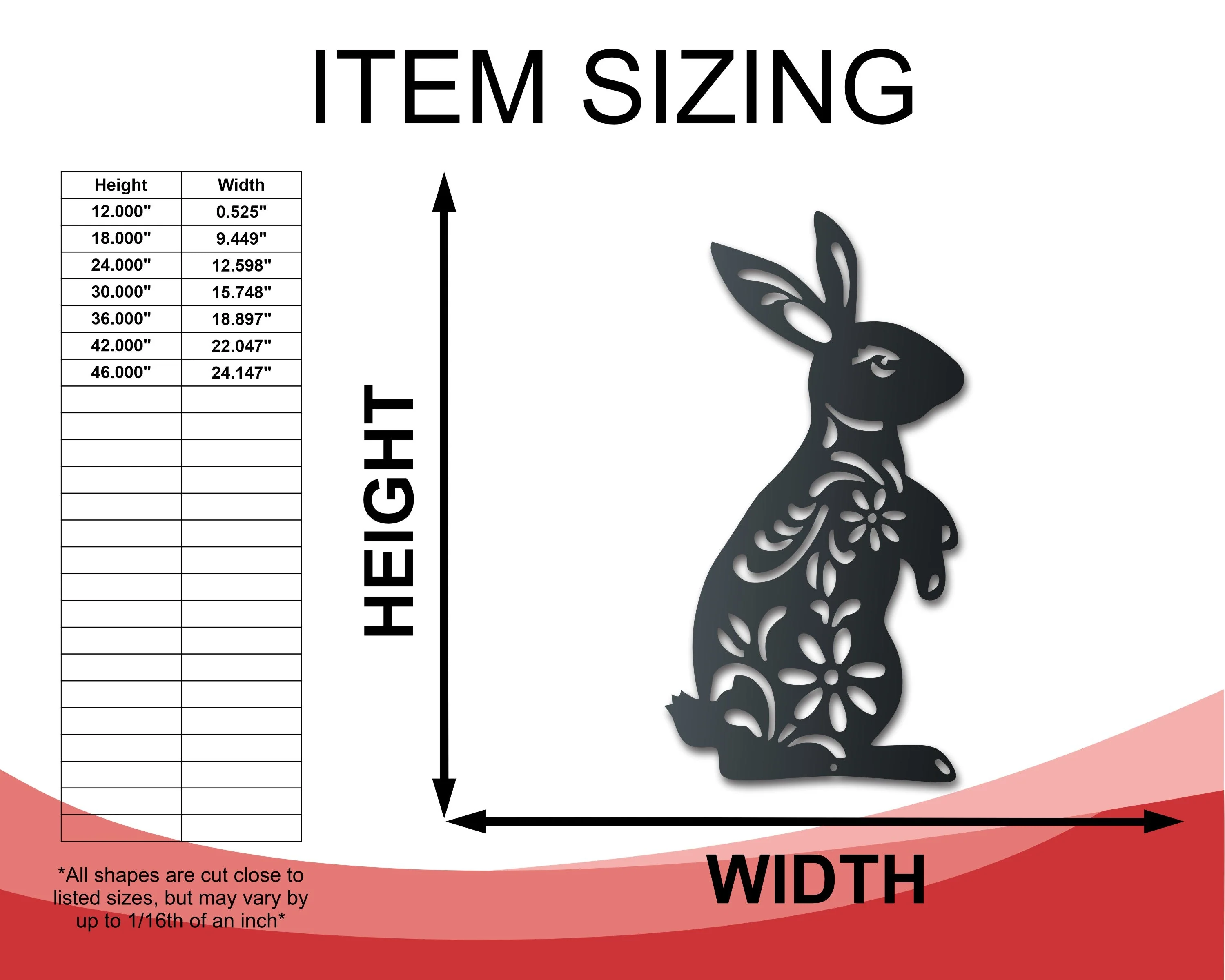 Metal Folk Flower Bunny Wall Art - 14 Color Options - Image 2
