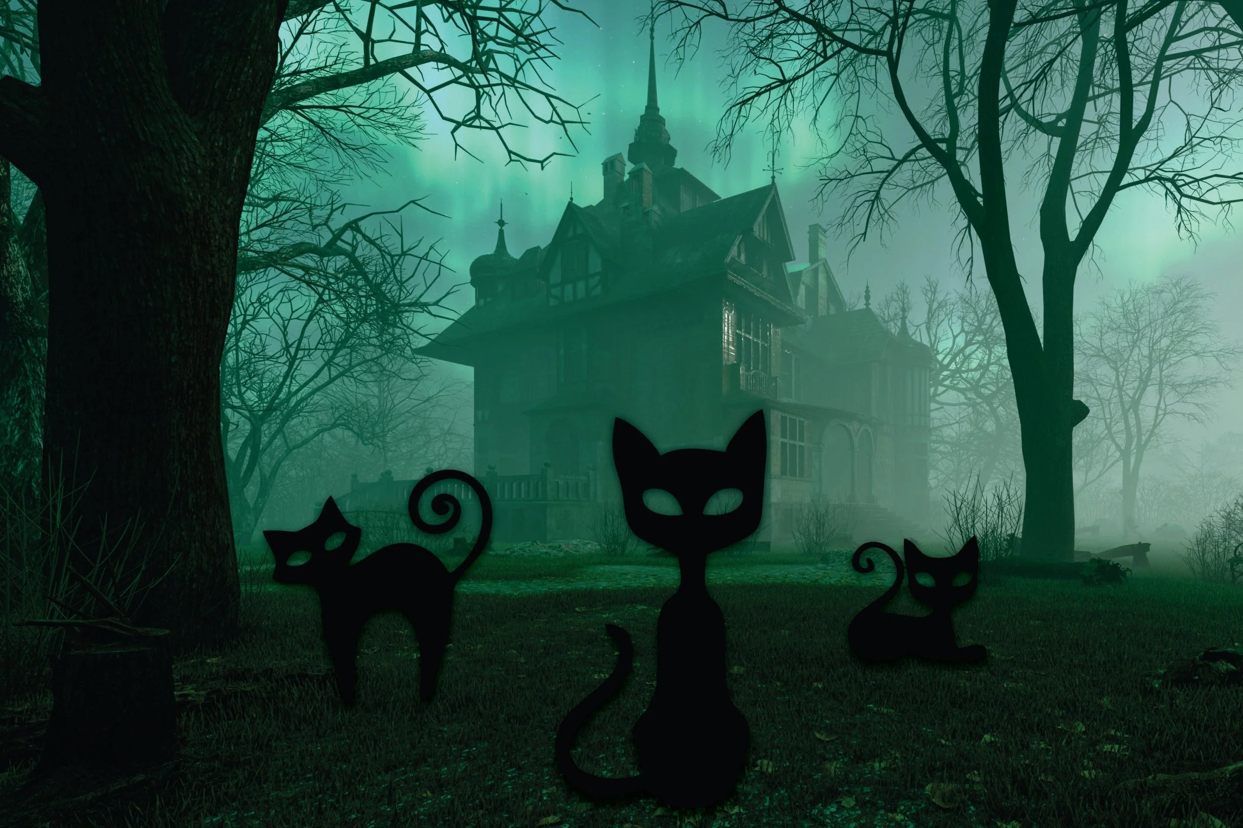 Metal Halloween Cat Garden Stakes | Set of 3 | Up to 46" | Over 20 Color Options - Image 2