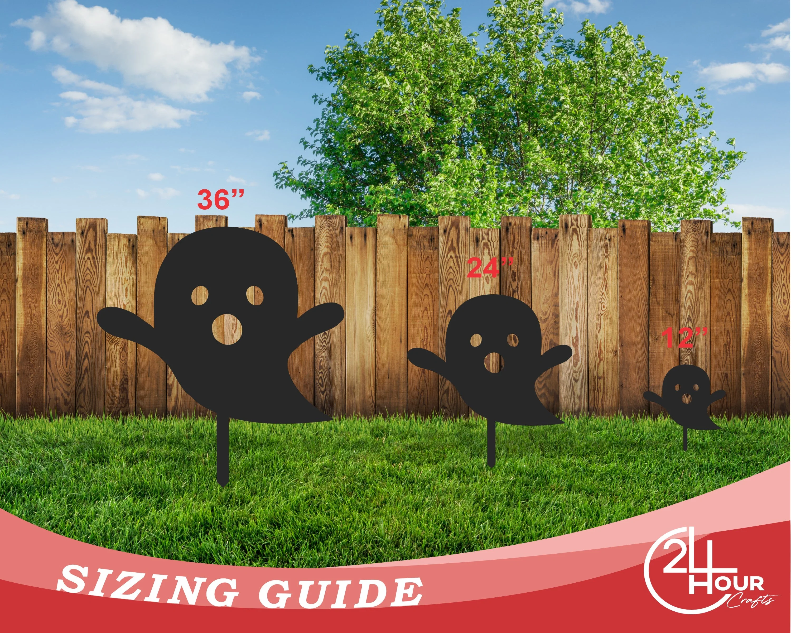 Metal Halloween Ghosts Garden Stakes | Set of 3 | Up to 46" | Over 20 Color Options - Image 7
