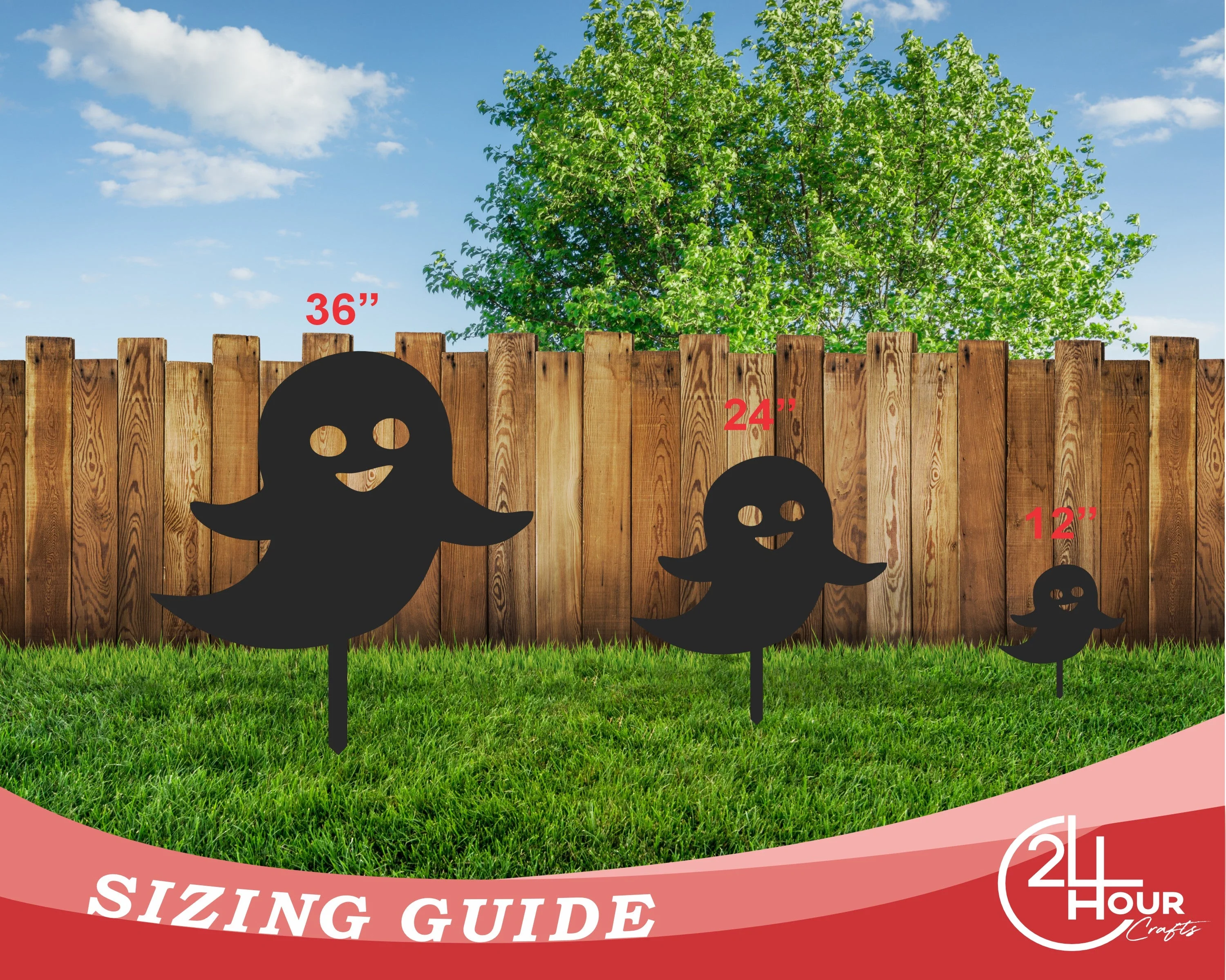 Metal Halloween Ghosts Garden Stakes | Set of 3 | Up to 46" | Over 20 Color Options - Image 8