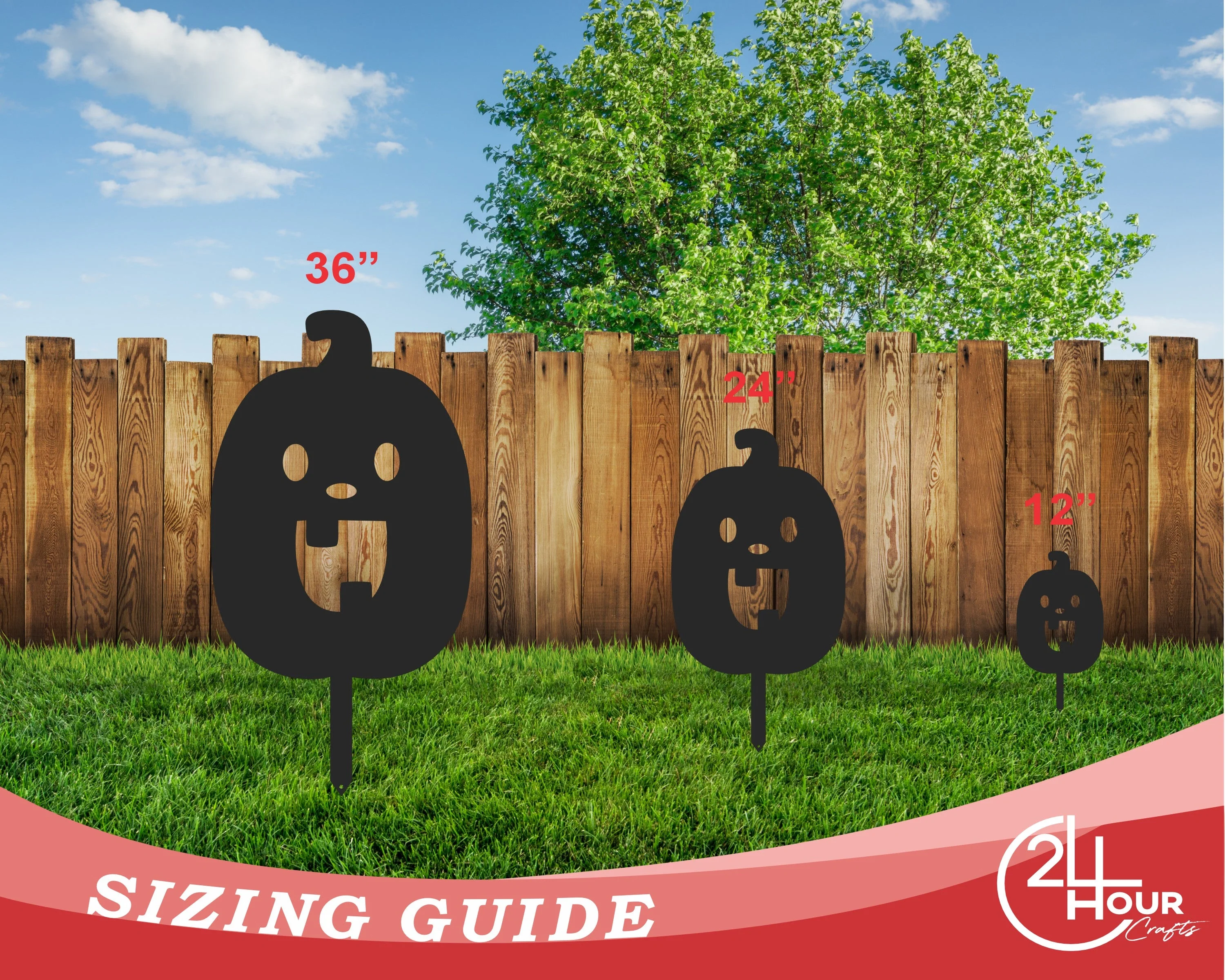 Metal Halloween Pumpkin Garden Stakes | Set of 3 | Up to 46" | Over 20 Color Options - Image 8