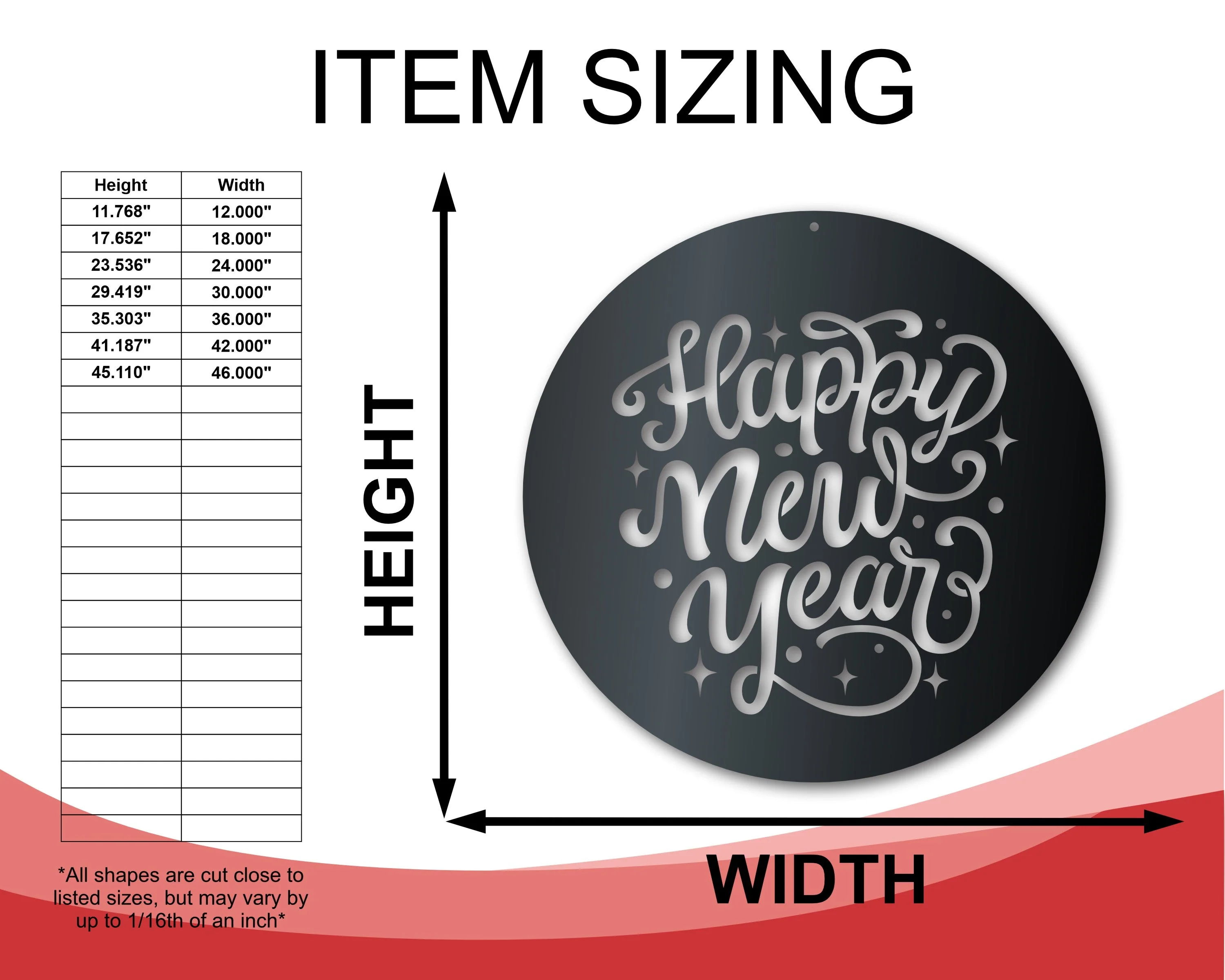 Metal Happy New Year Wall Art - Metal Sign - 14 Color Options - Image 2