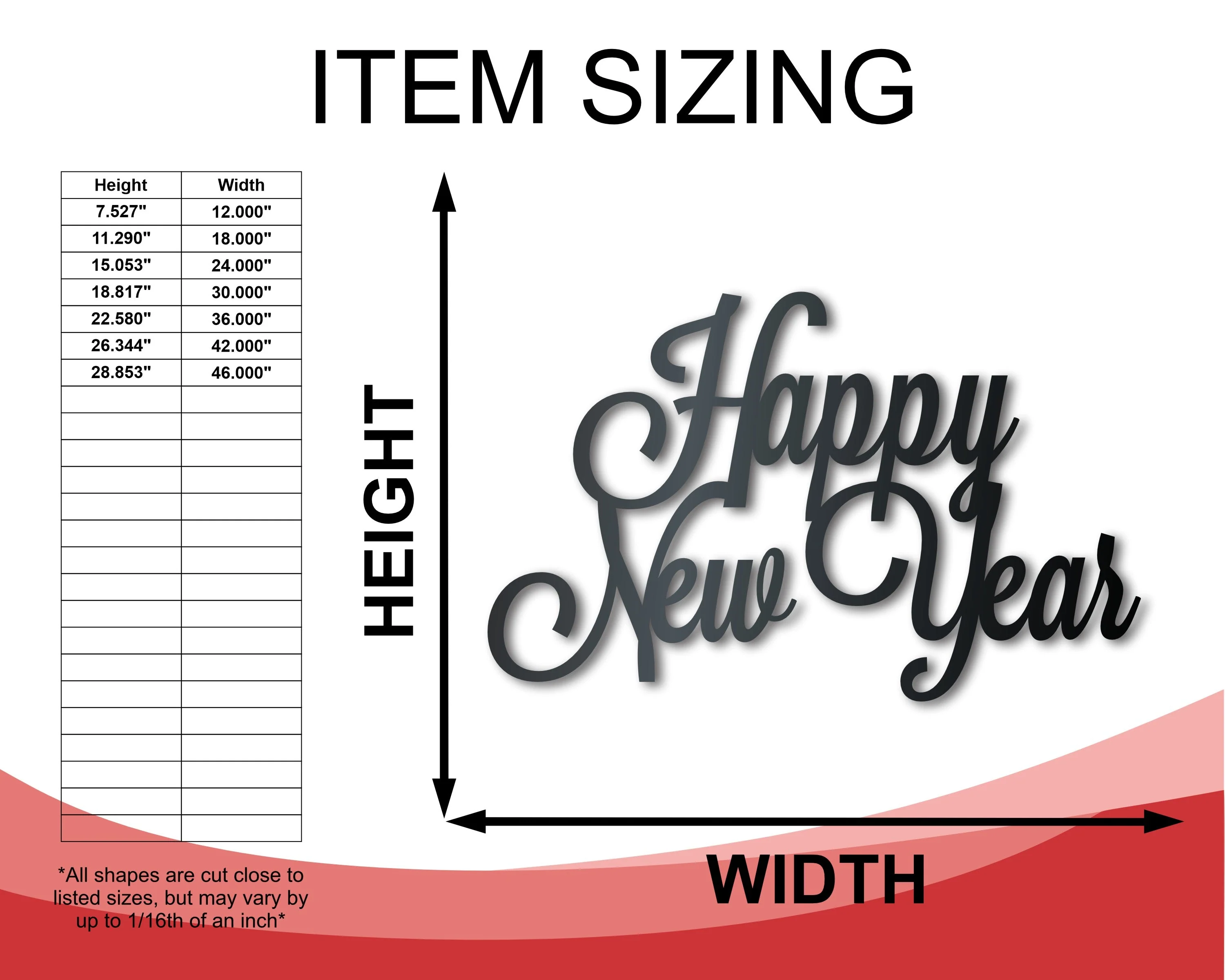 Metal Happy New Years Wall Art - Metal Word Craft - 14 Color Options - Image 2