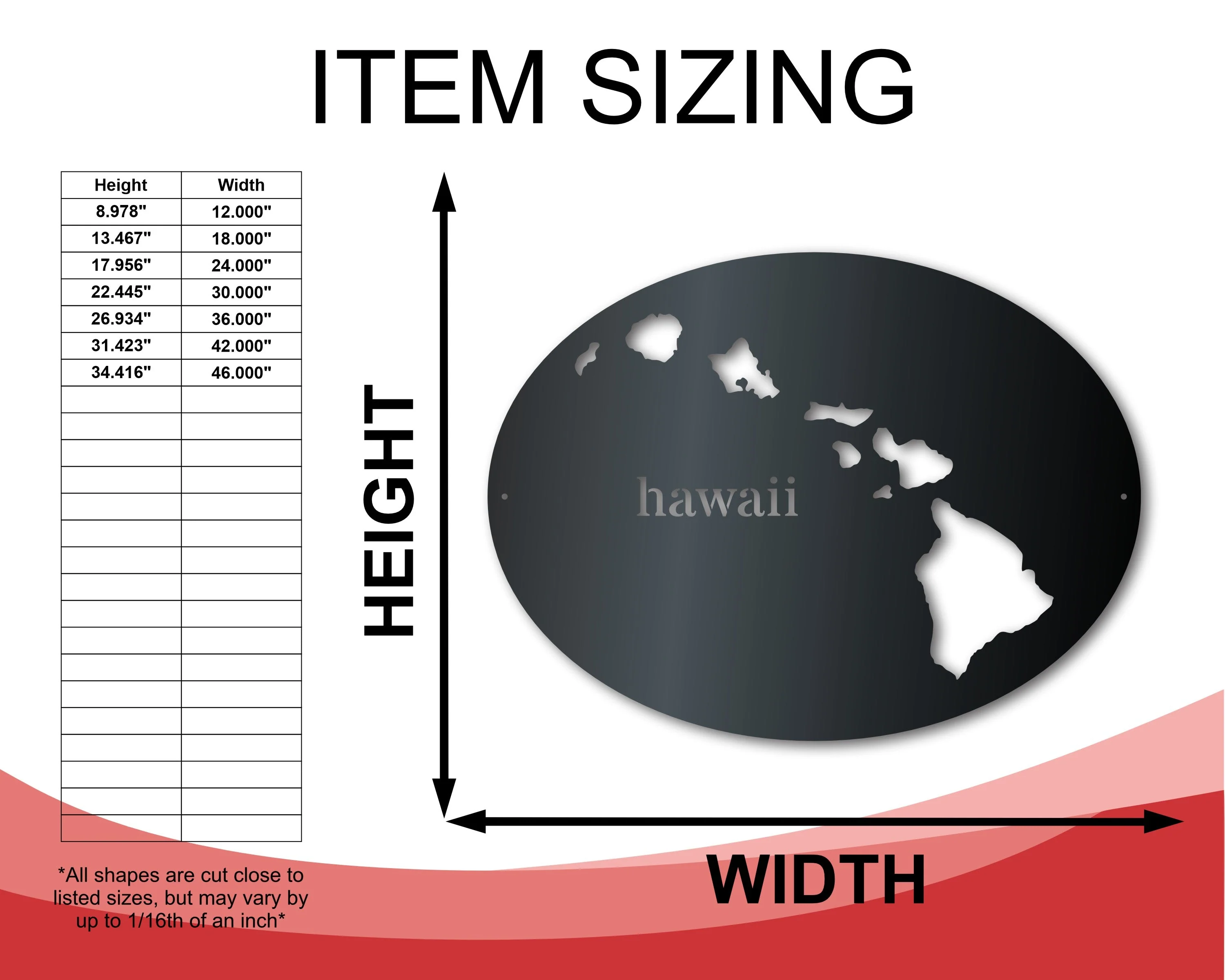 Metal Hawaii Wall Art - Custom Metal US State Sign - 14 Color Options - Image 2