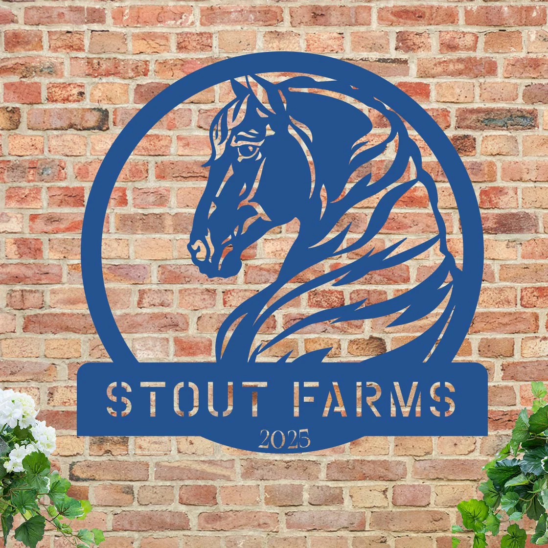 Metal Horse Farm Sign w Year - Image 2