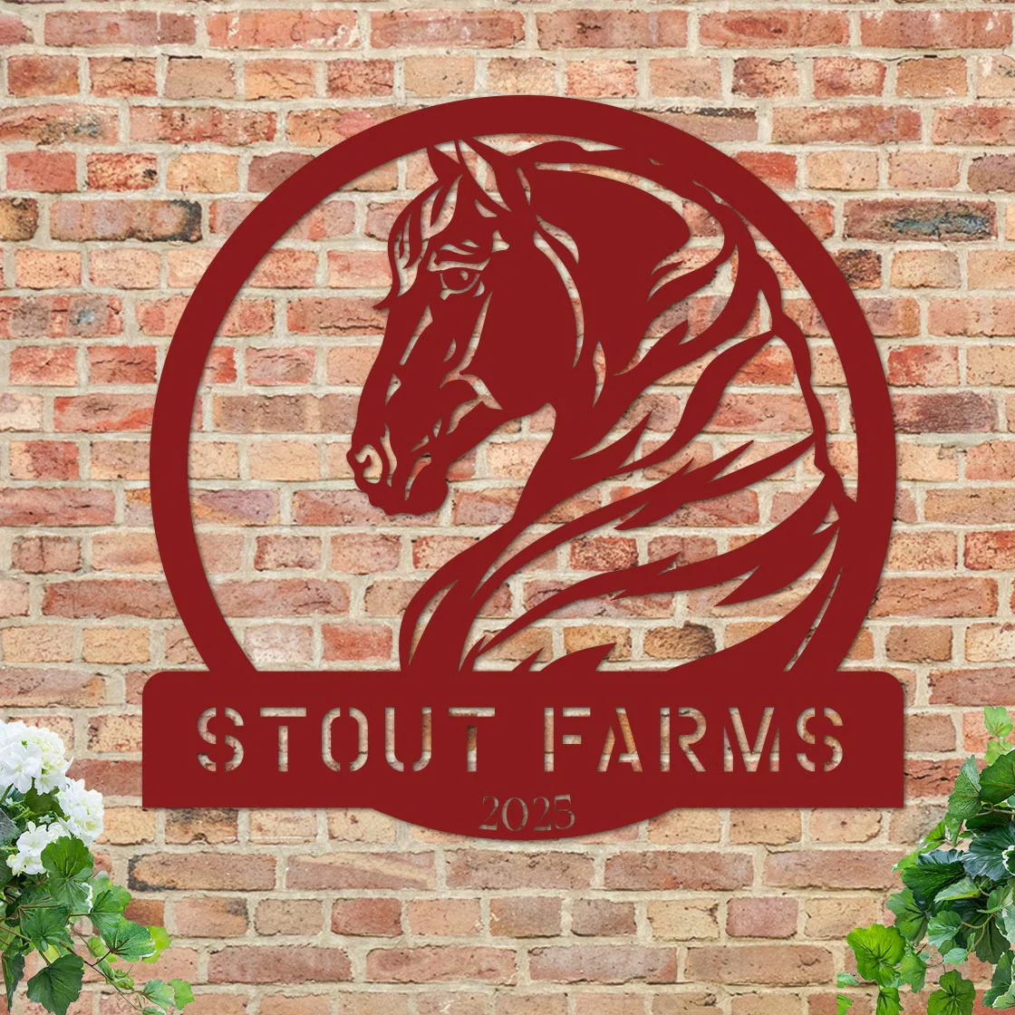 Metal Horse Farm Sign w Year - Image 4
