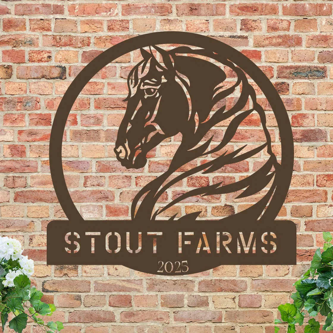 Metal Horse Farm Sign w Year - Image 7