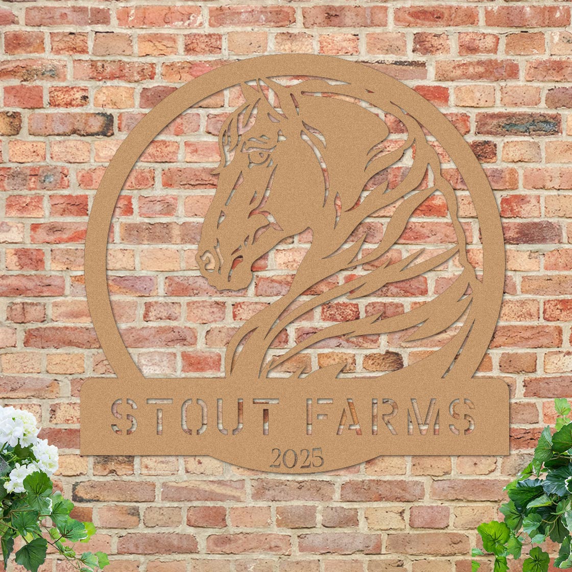 Metal Horse Farm Sign w Year - Image 8