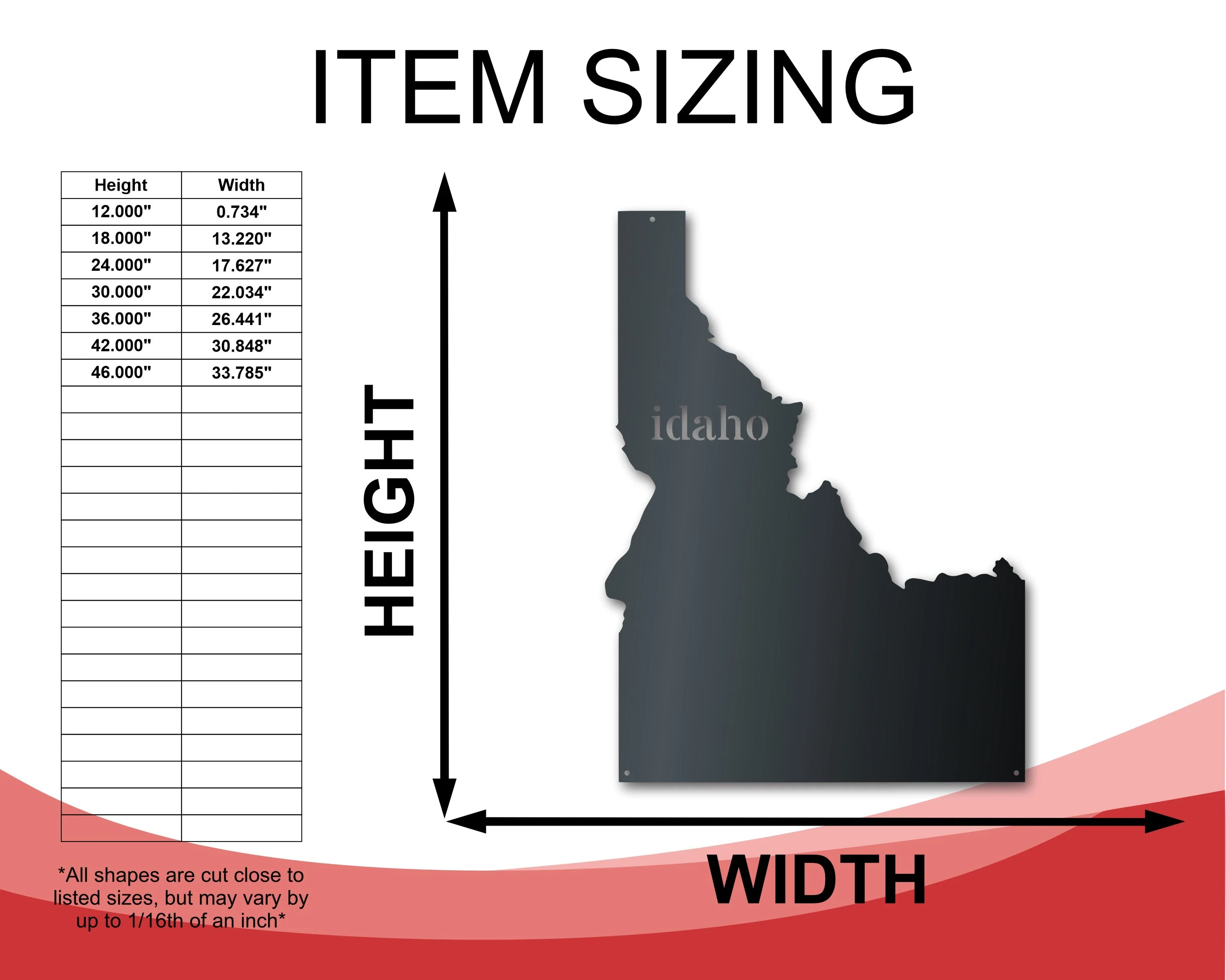 Metal Idaho Wall Art - Custom Metal US State Sign - 14 Color Options - Image 2