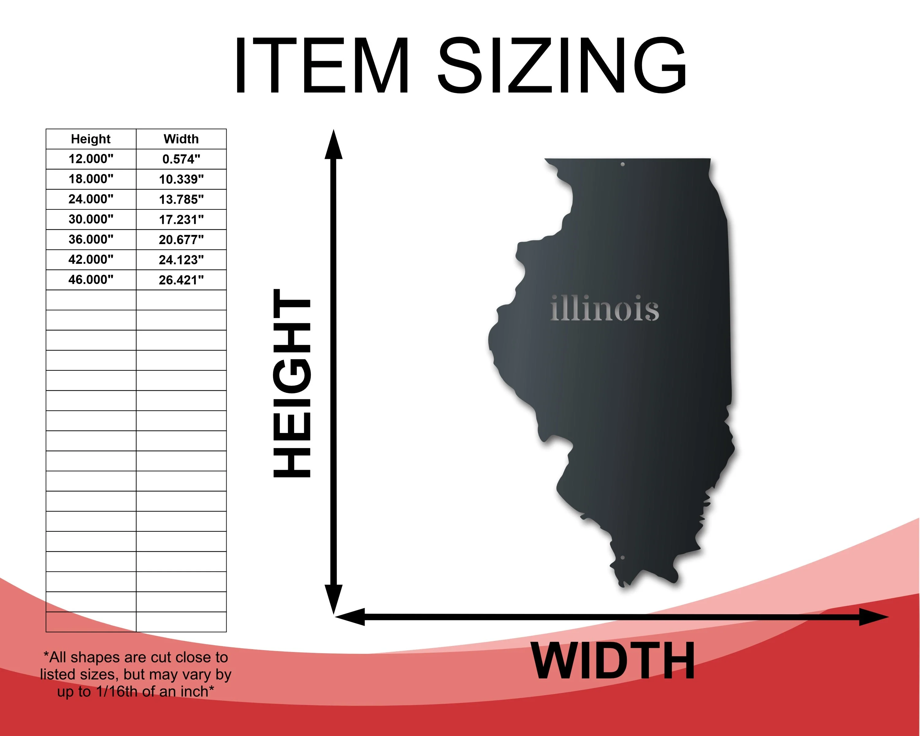 Metal Illinois Wall Art - Custom Metal US State Sign - 14 Color Options - Image 2