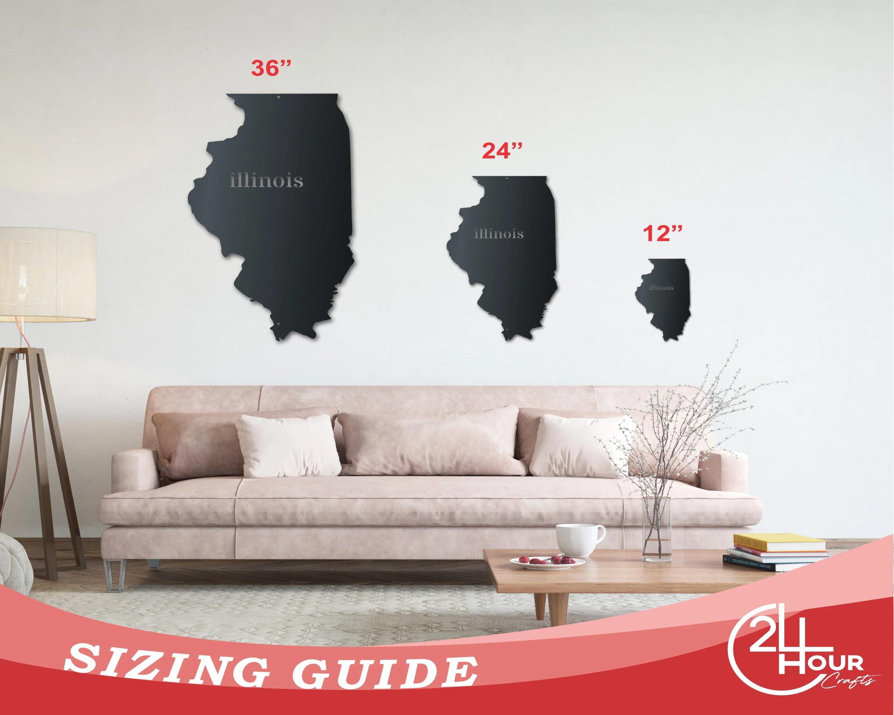 Metal Illinois Wall Art - Custom Metal US State Sign - 14 Color Options - Image 3