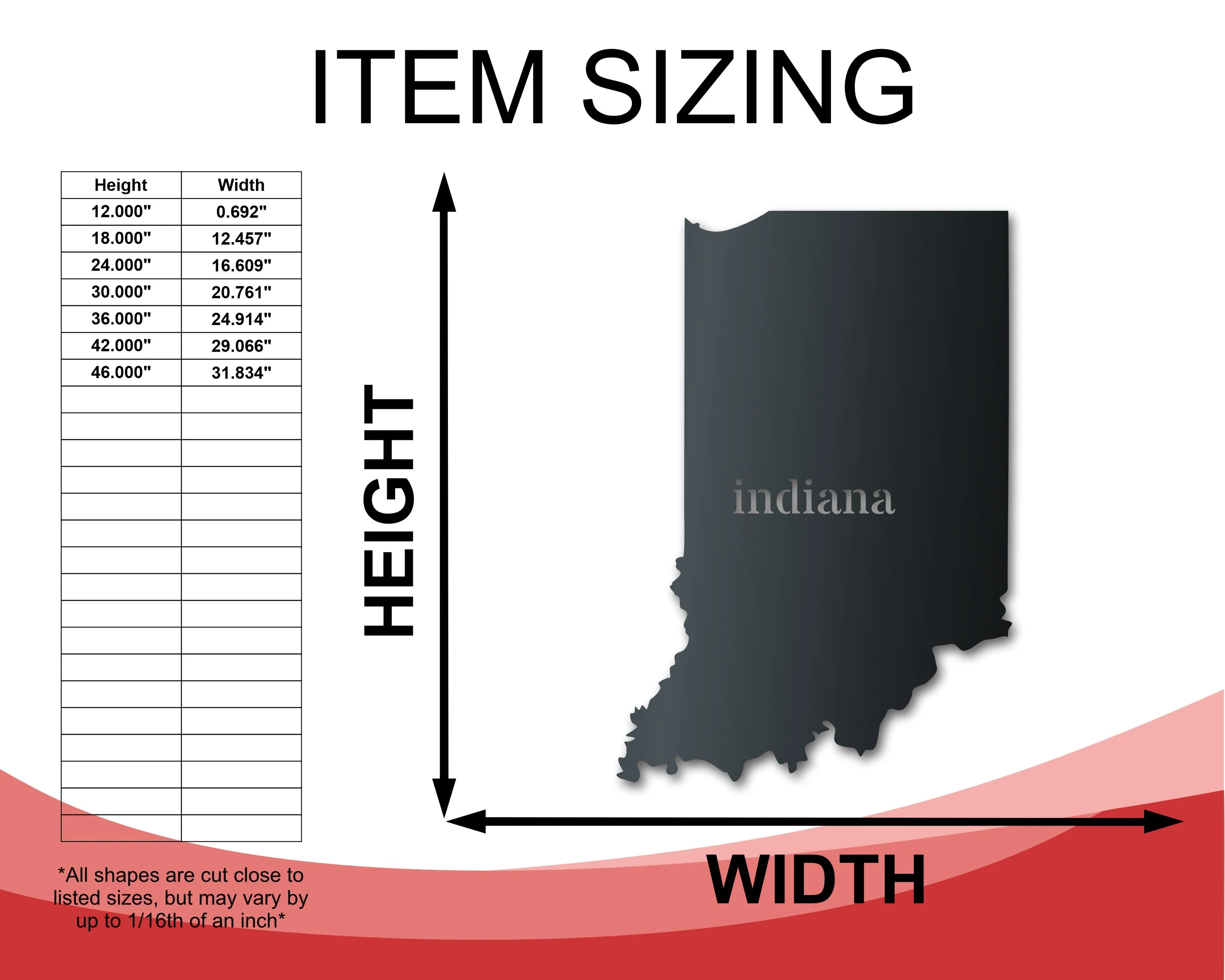 Metal Indiana Wall Art - Custom Metal US State Sign - 14 Color Options - Image 2