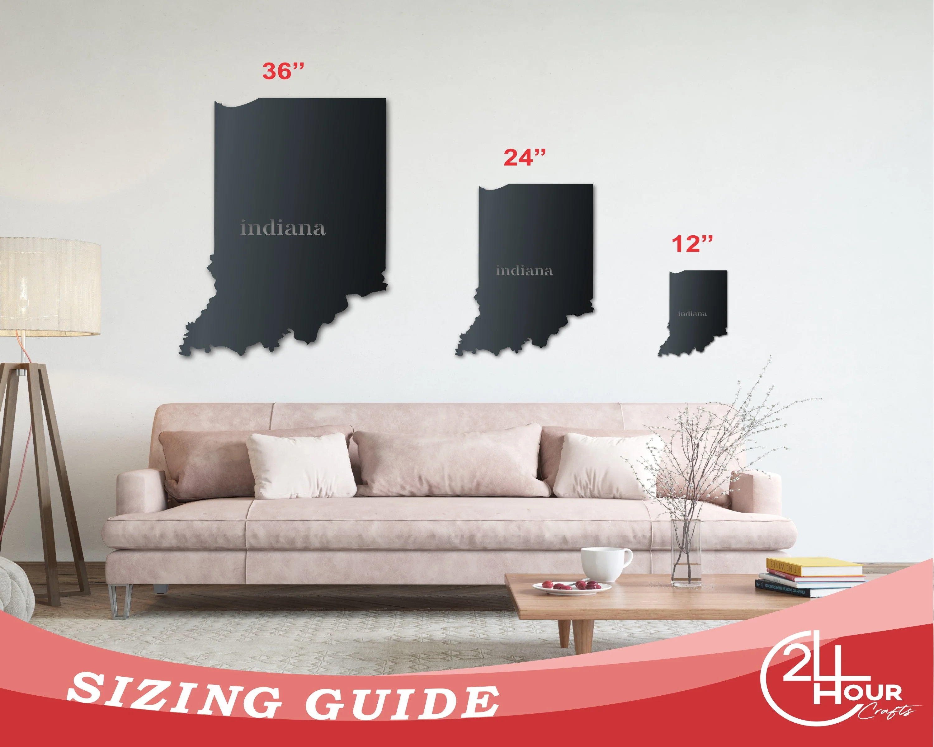 Metal Indiana Wall Art - Custom Metal US State Sign - 14 Color Options - Image 3