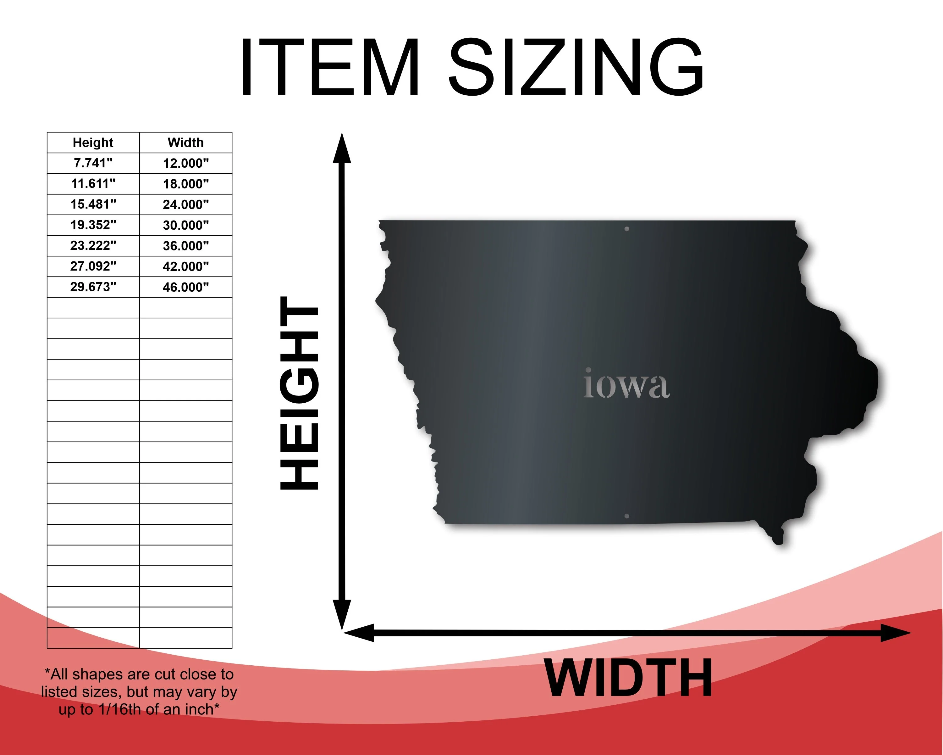 Metal Iowa Wall Art - Custom Metal US State Sign - 14 Color Options - Image 2