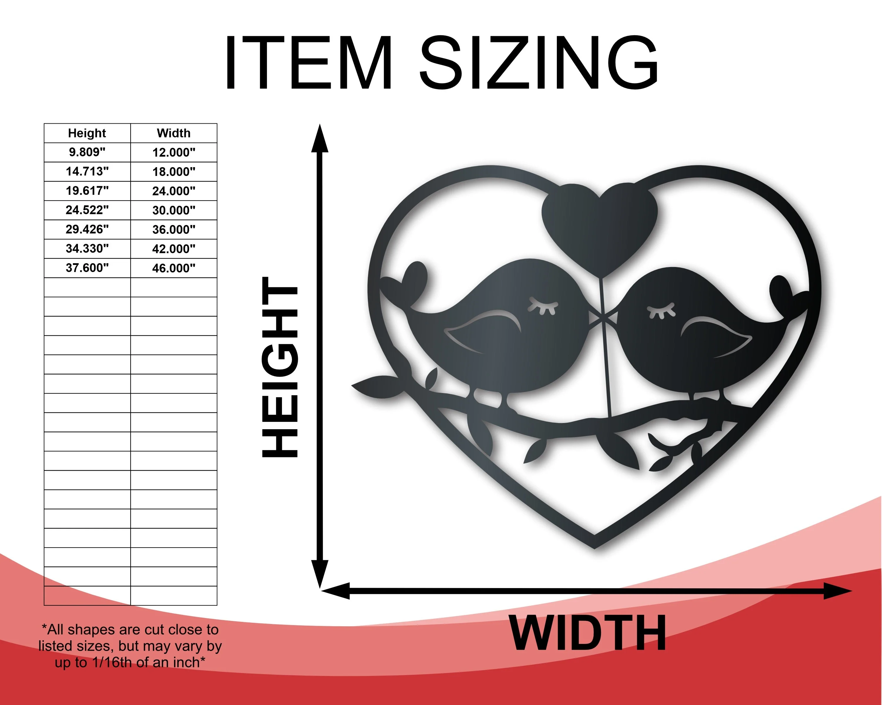 Metal Love Birds Wall Art - Metal Love Sign - 14 Color Options - Valentines Day - Wedding - Anniversary - Image 2