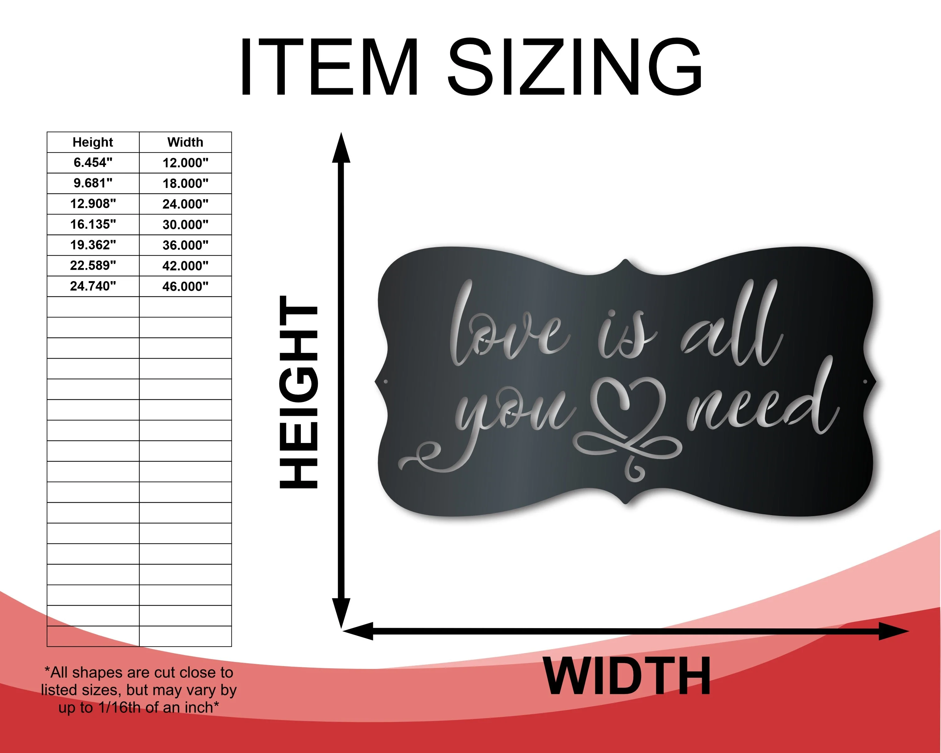 Metal Love Is All You Need Wall Art - Custom Metal Sign - 14 Color Options - Image 2