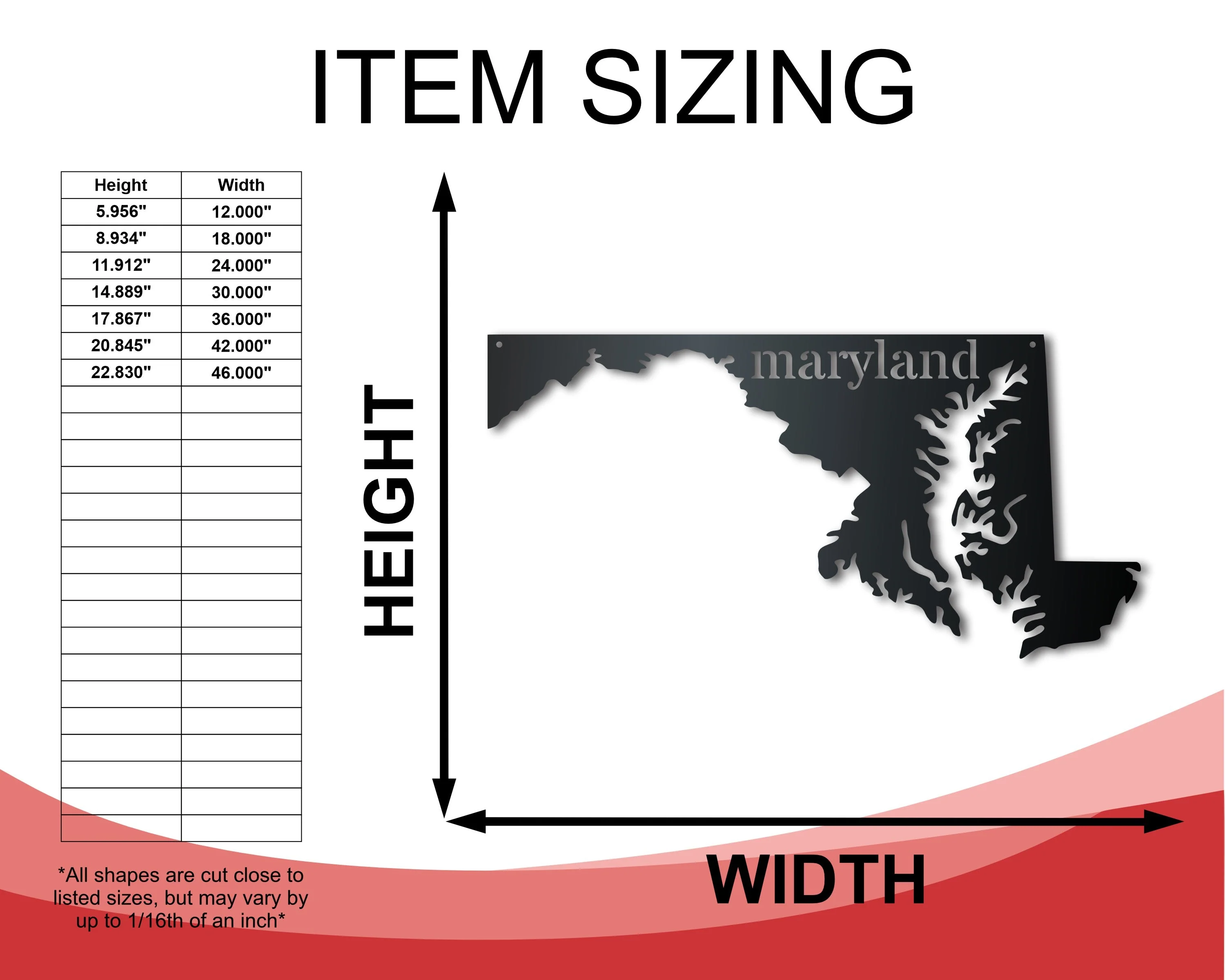 Metal Maryland Wall Art - Custom Metal US State Sign - 14 Color Options - Image 2