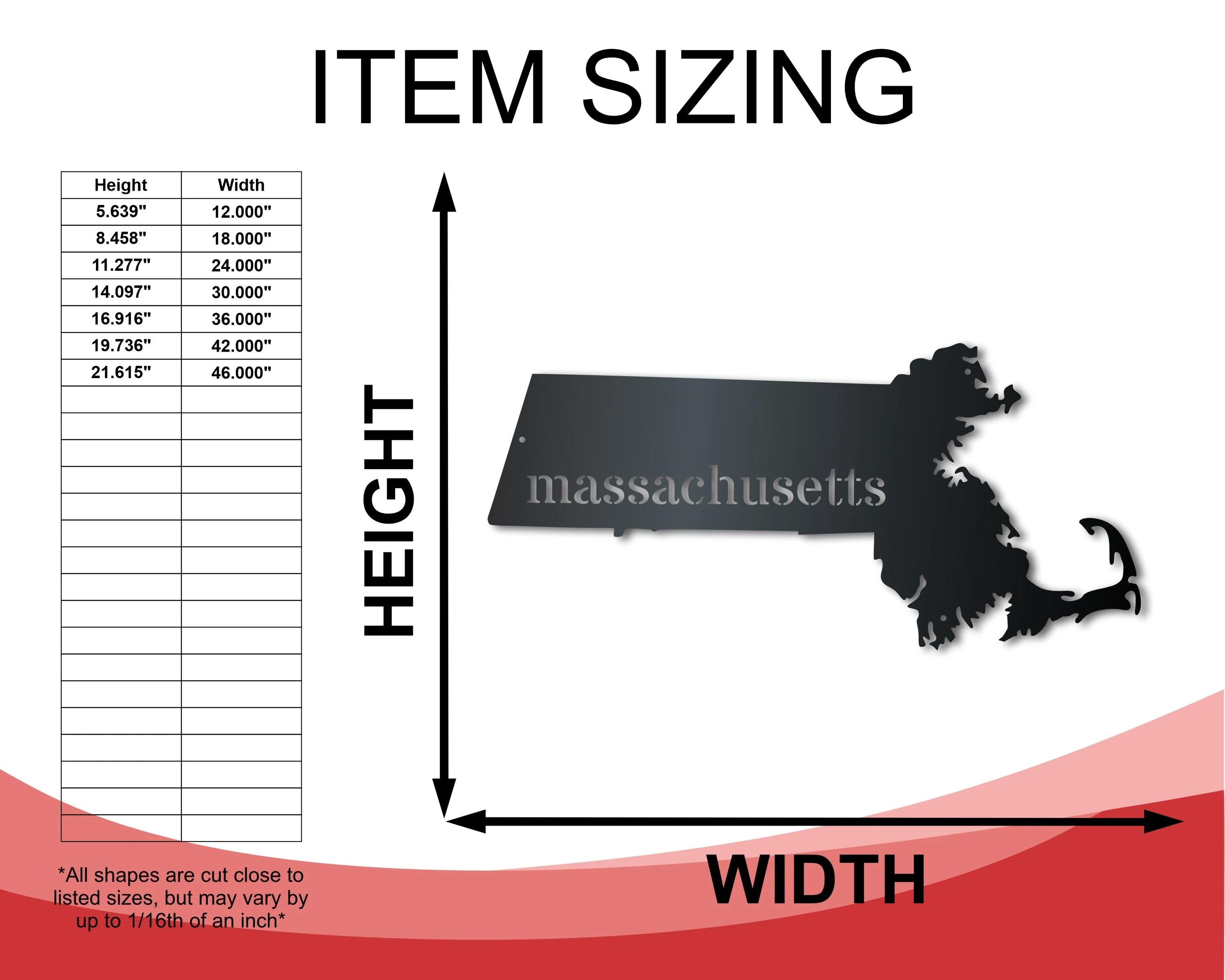 Metal Massachusetts Wall Art - Custom Metal US State Sign - 14 Color Options - Image 2