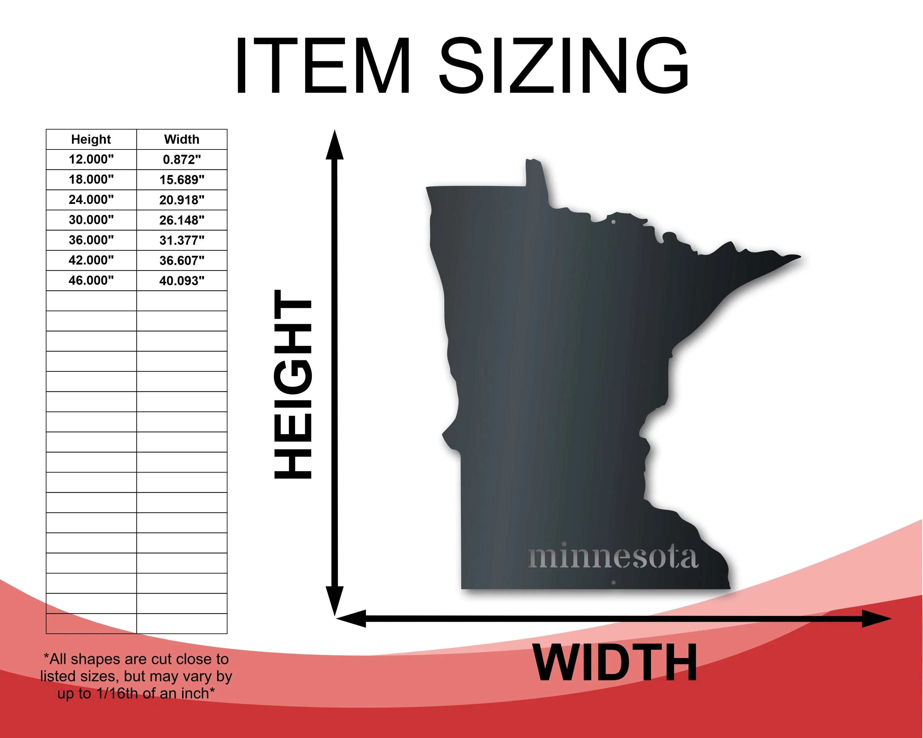 Metal Minnesota Wall Art - Custom Metal US State Sign - 14 Color Options - Image 2
