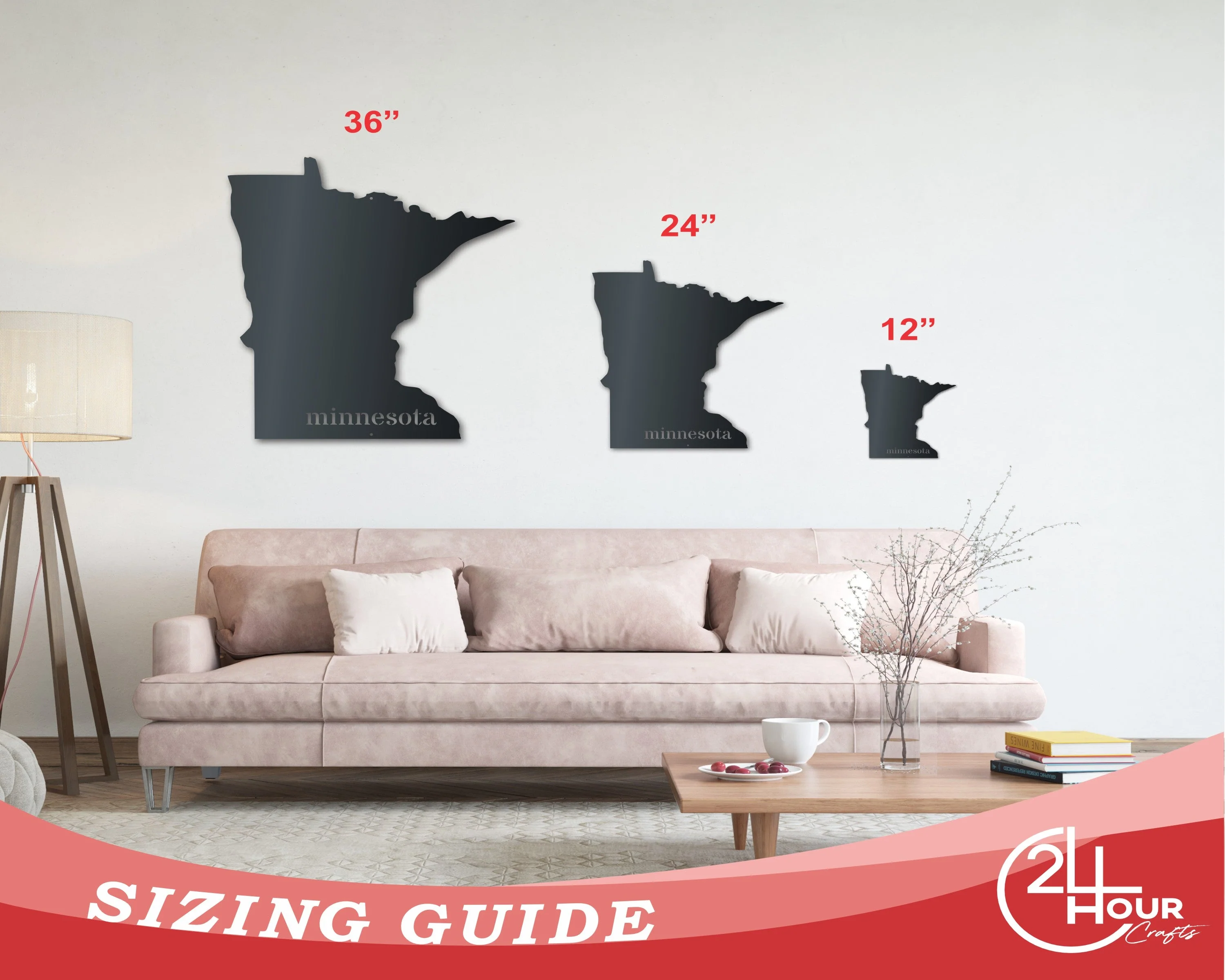 Metal Minnesota Wall Art - Custom Metal US State Sign - 14 Color Options - Image 3