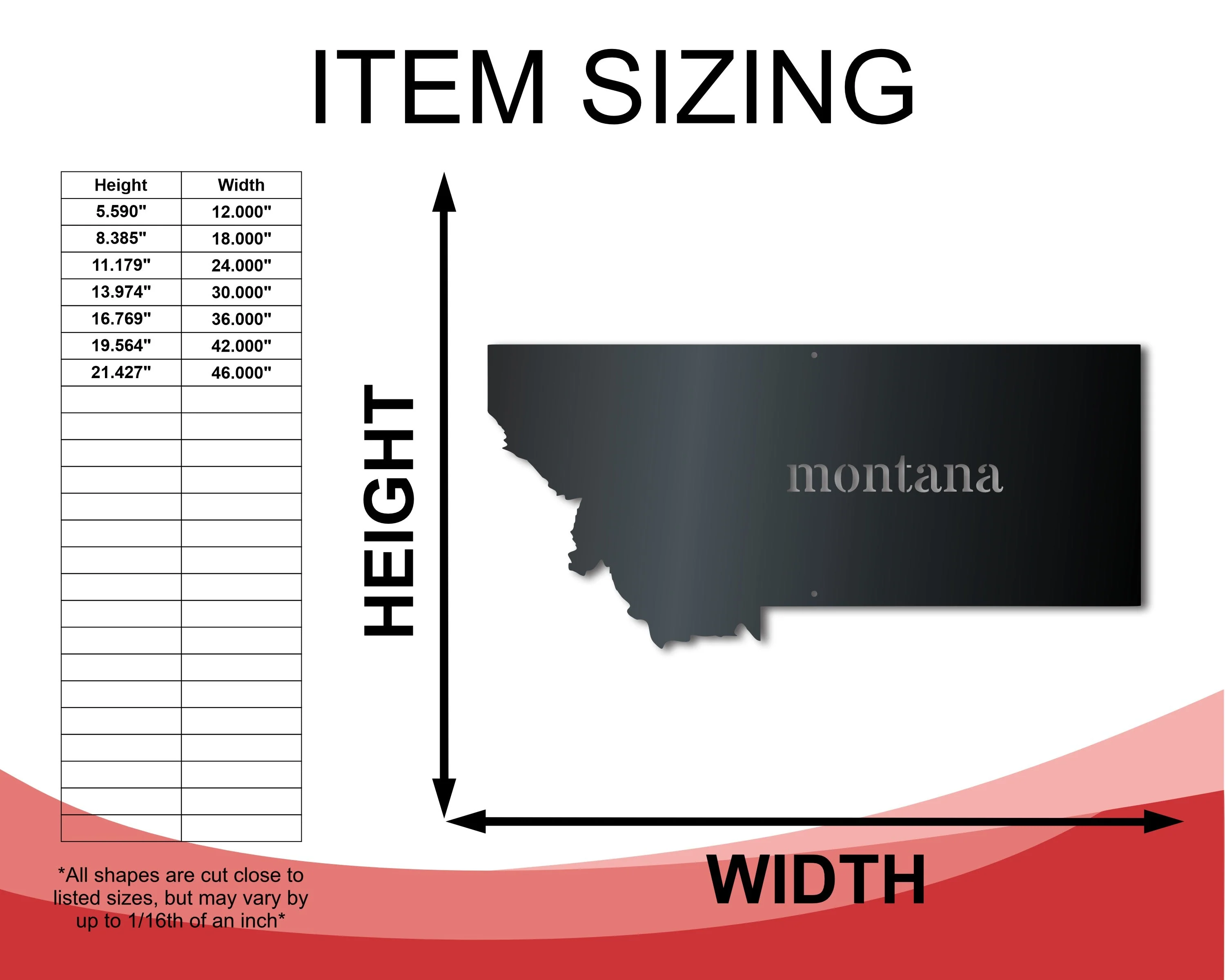 Metal Montana Wall Art - Custom Metal US State Sign - 14 Color Options - Image 2