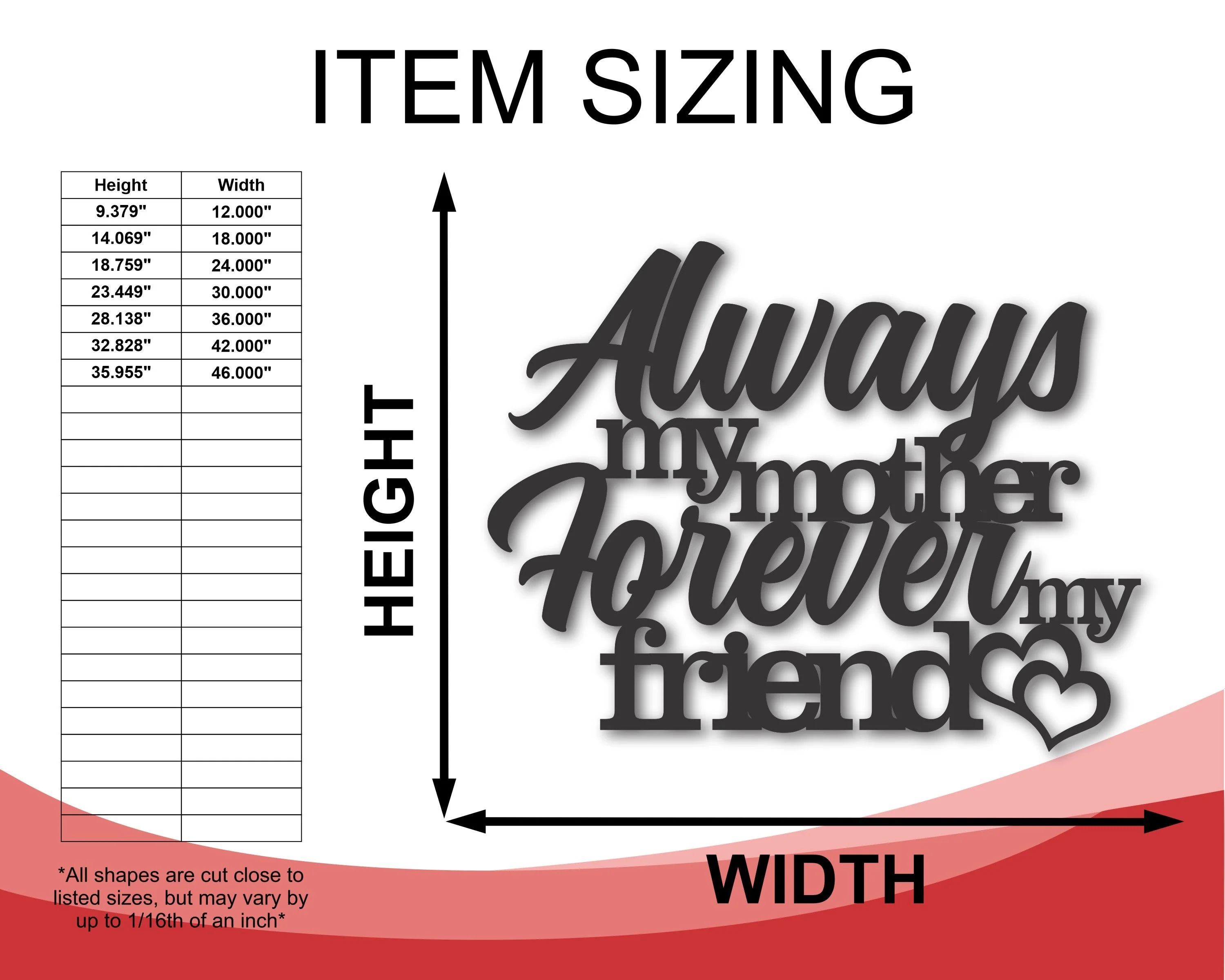 Metal Mothers Day Wall Art | Always My Mother Forever My Friend | Indoor Outdoor | Up to 46" | Over 20 Color Options - Image 3